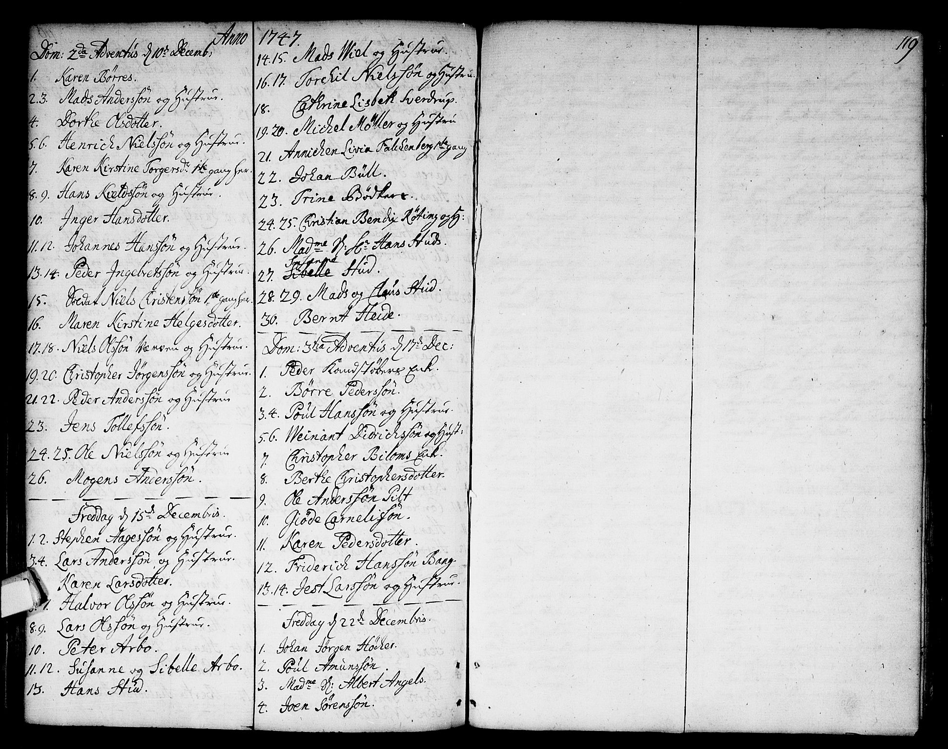 Strømsø kirkebøker, AV/SAKO-A-246/F/Fa/L0006: Parish register (official) no. I 6, 1740-1747, p. 119