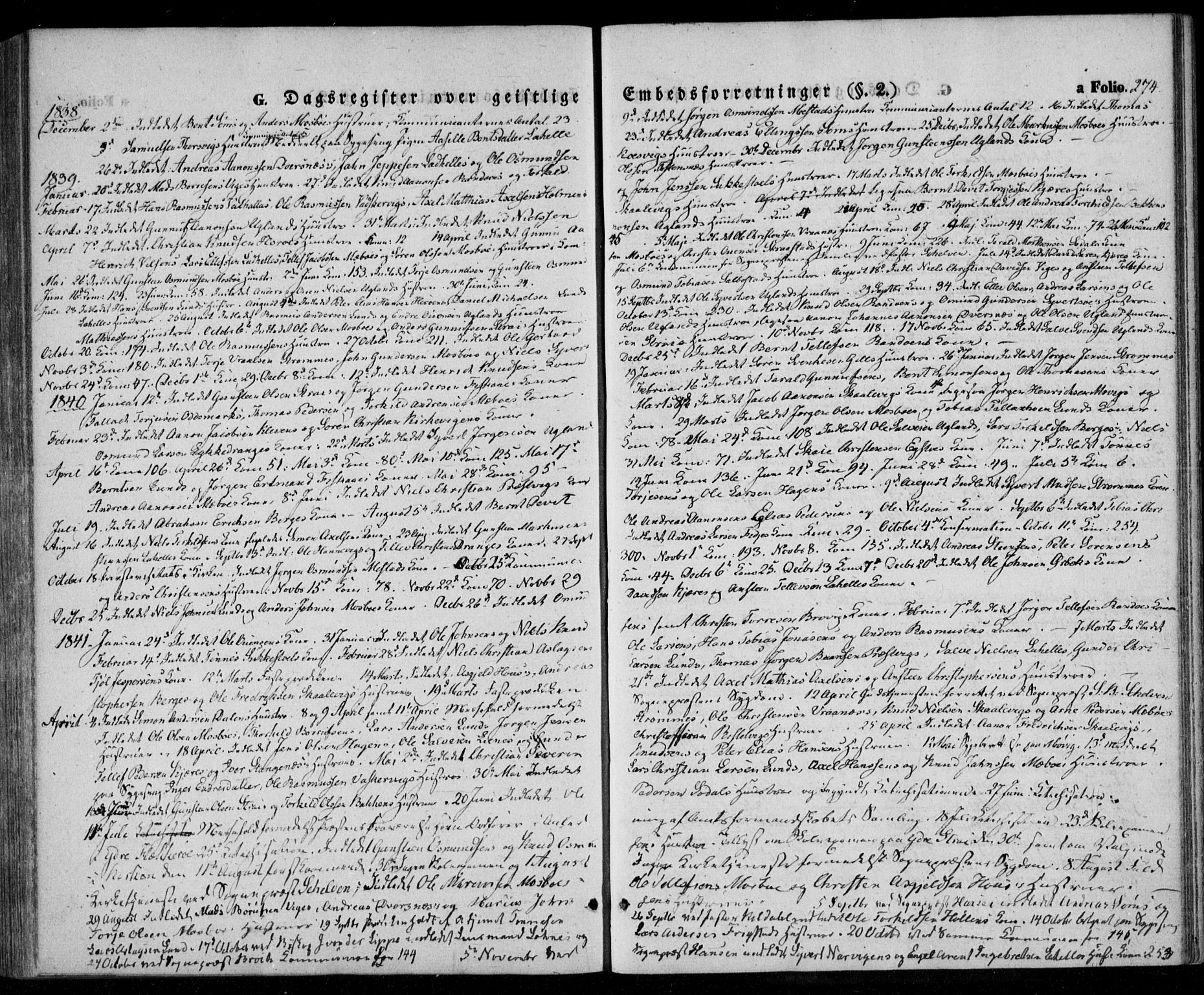 Oddernes sokneprestkontor, AV/SAK-1111-0033/F/Fa/Faa/L0006: Parish register (official) no. A 6, 1838-1851, p. 274