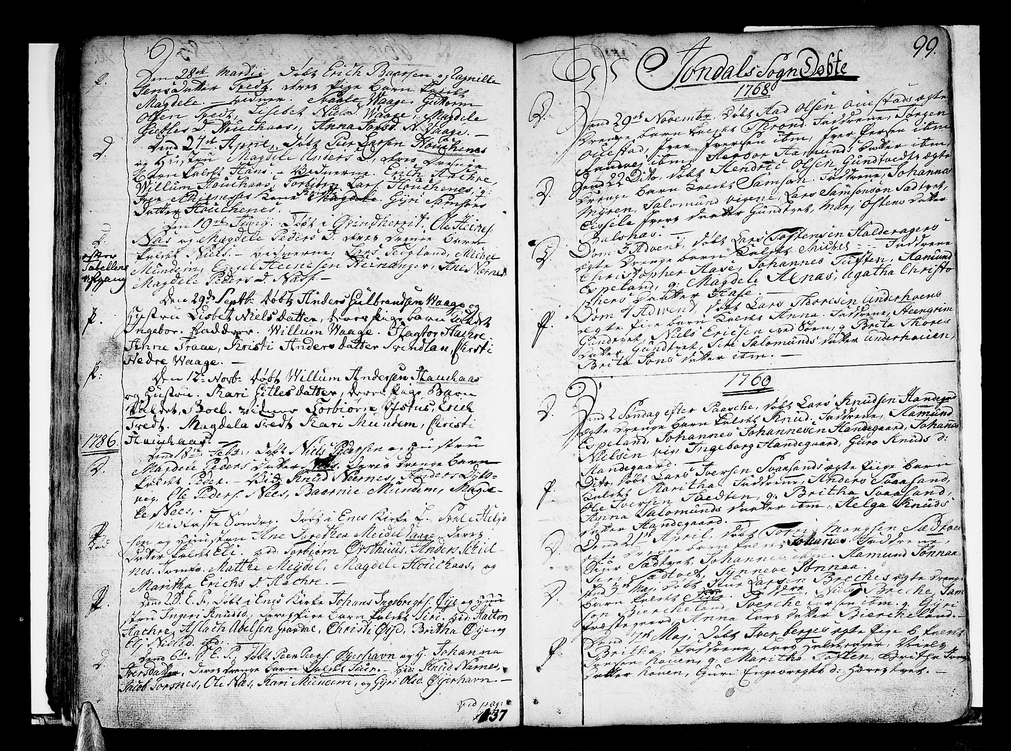 Strandebarm sokneprestembete, SAB/A-78401/H/Haa: Parish register (official) no. A 3 /2, 1751-1787, p. 99