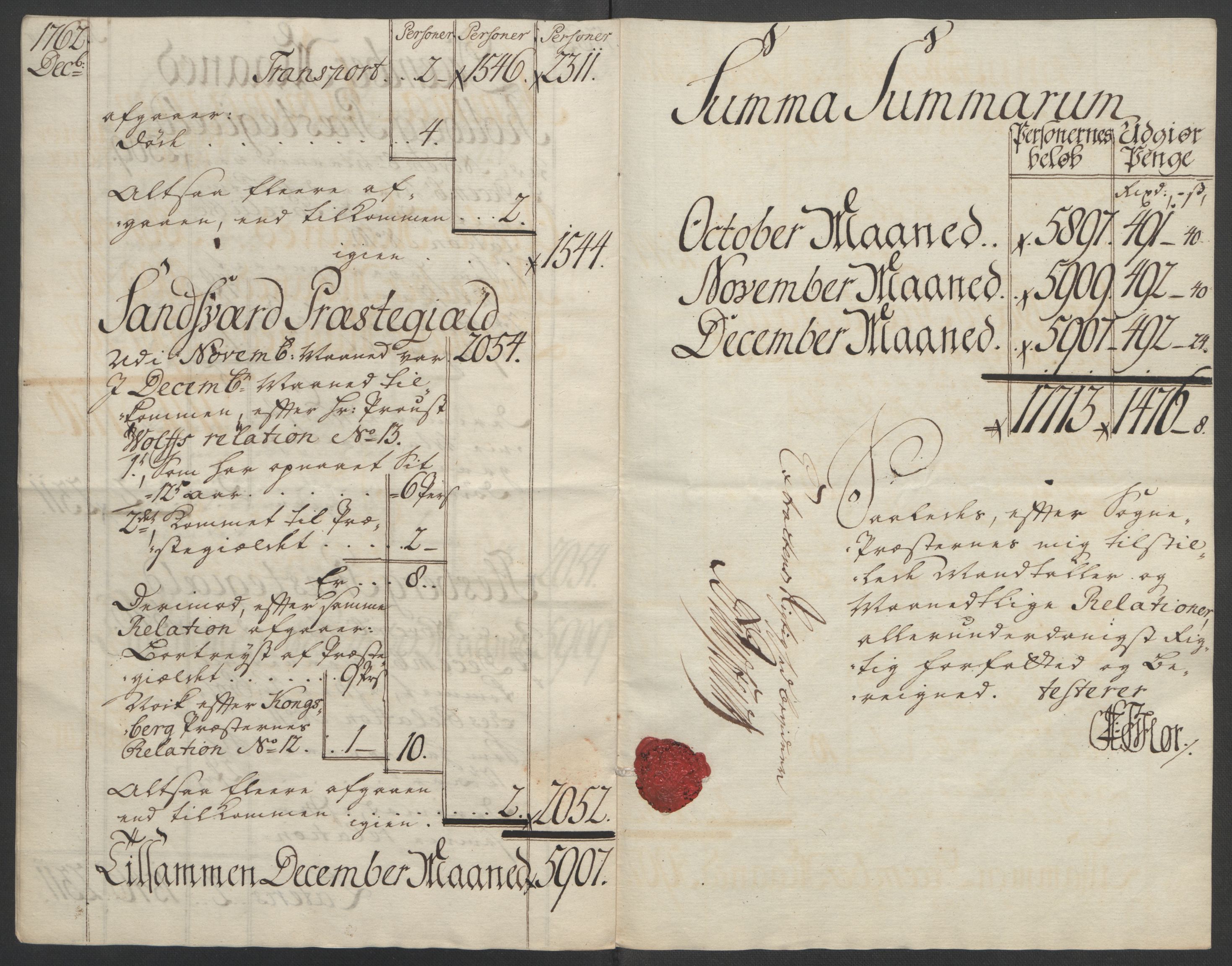 Rentekammeret inntil 1814, Reviderte regnskaper, Fogderegnskap, AV/RA-EA-4092/R24/L1672: Ekstraskatten Numedal og Sandsvær, 1762-1767, p. 119