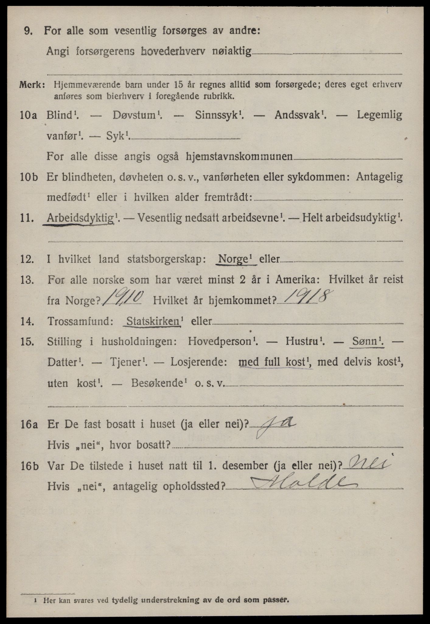 SAT, 1920 census for Nesset, 1920, p. 989