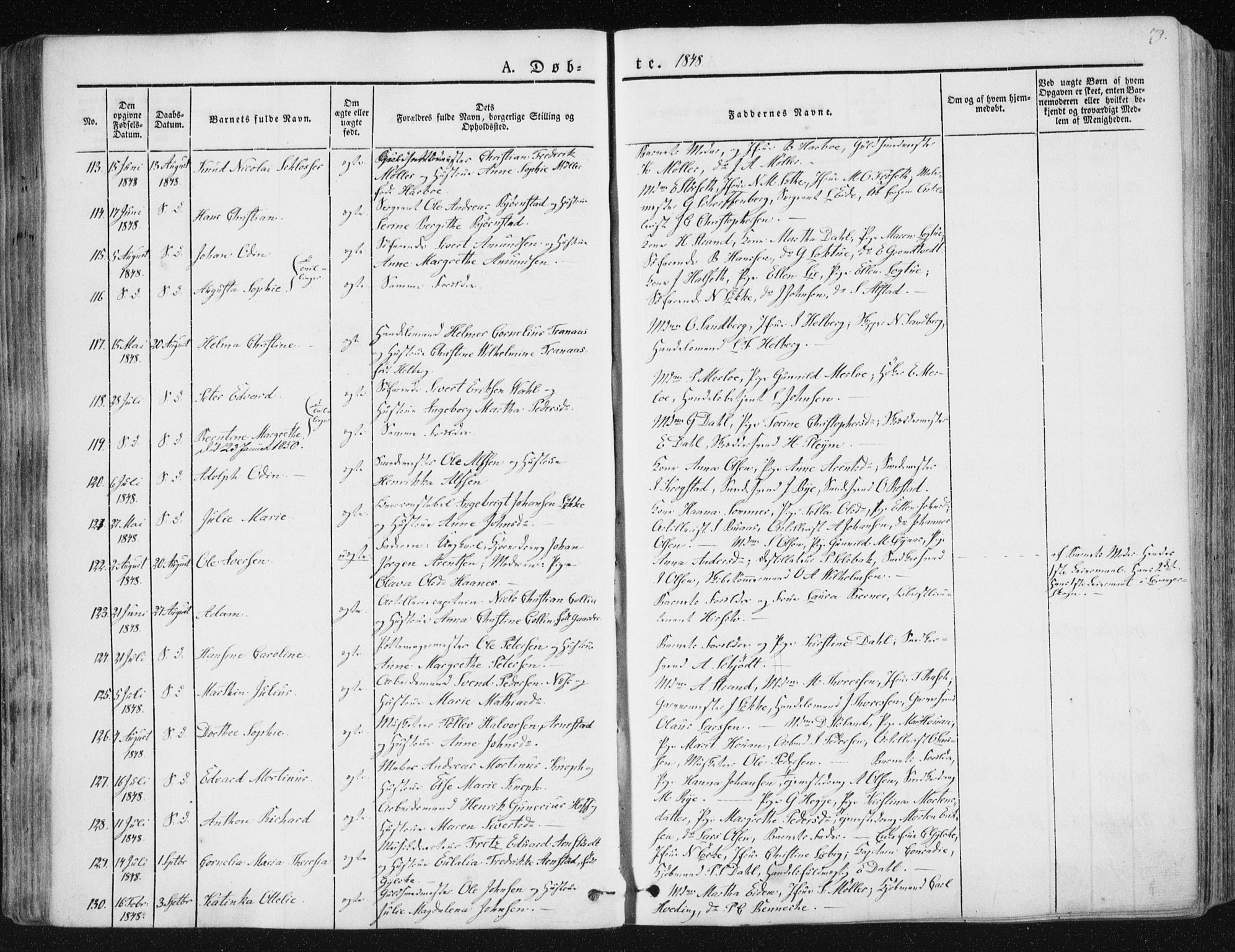 Ministerialprotokoller, klokkerbøker og fødselsregistre - Sør-Trøndelag, AV/SAT-A-1456/602/L0110: Parish register (official) no. 602A08, 1840-1854, p. 79