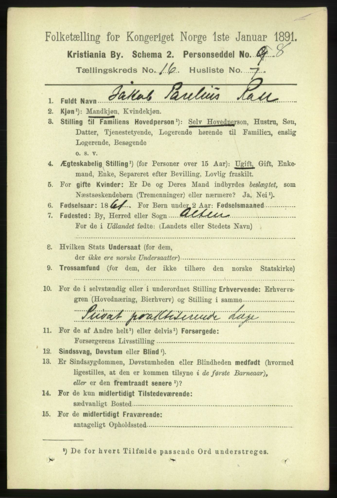 RA, 1891 census for 0301 Kristiania, 1891, p. 7243