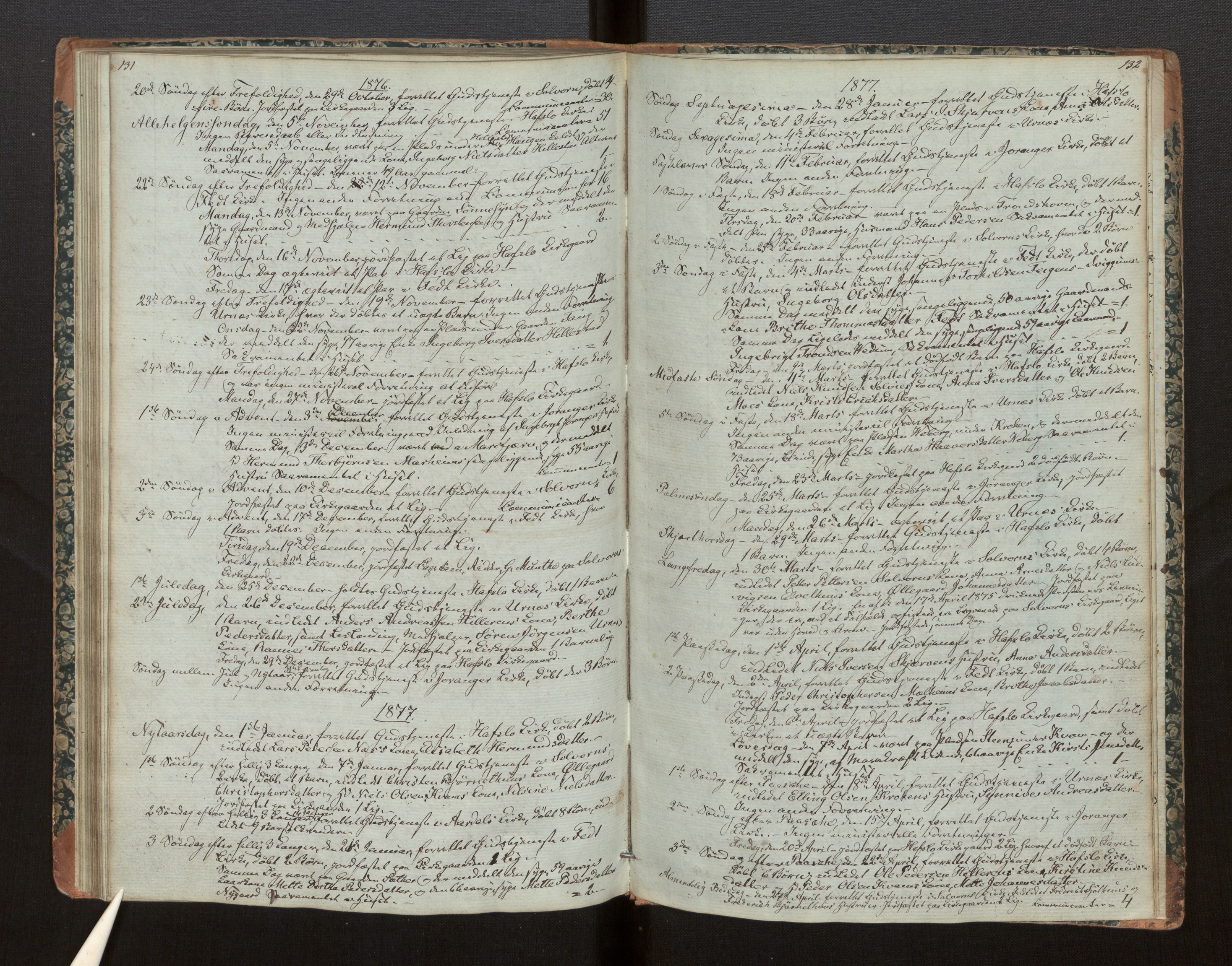 Hafslo sokneprestembete, SAB/A-80301/H/Haa/Haaf/L0002: Diary records no. F 2, 1854-1879, p. 131-132