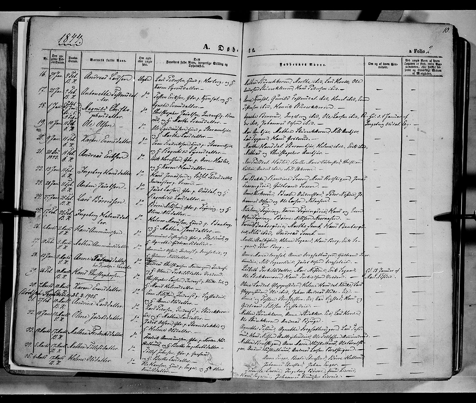 Biri prestekontor, SAH/PREST-096/H/Ha/Haa/L0005: Parish register (official) no. 5, 1843-1854, p. 10