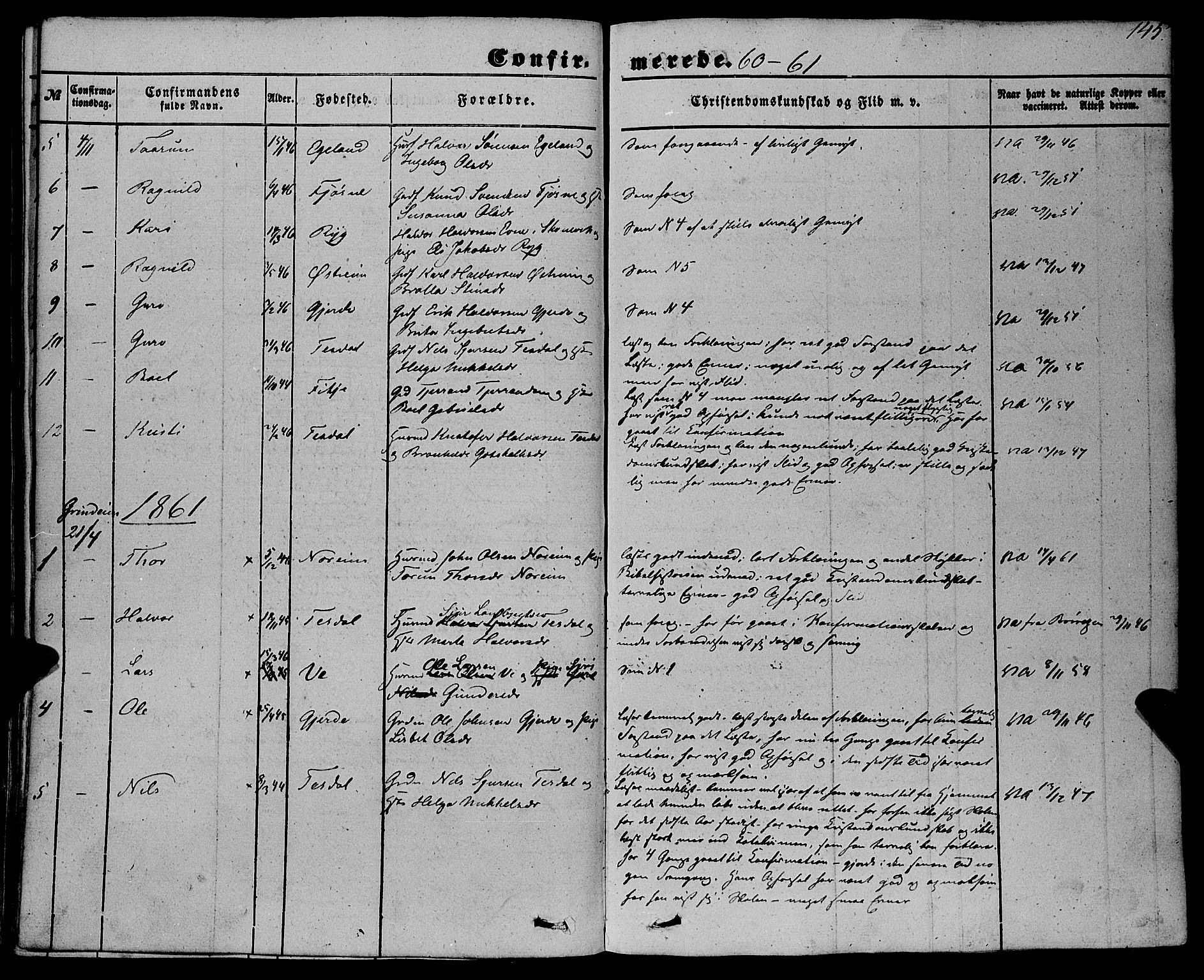 Etne sokneprestembete, AV/SAB-A-75001/H/Haa: Parish register (official) no. A 8, 1848-1862, p. 145