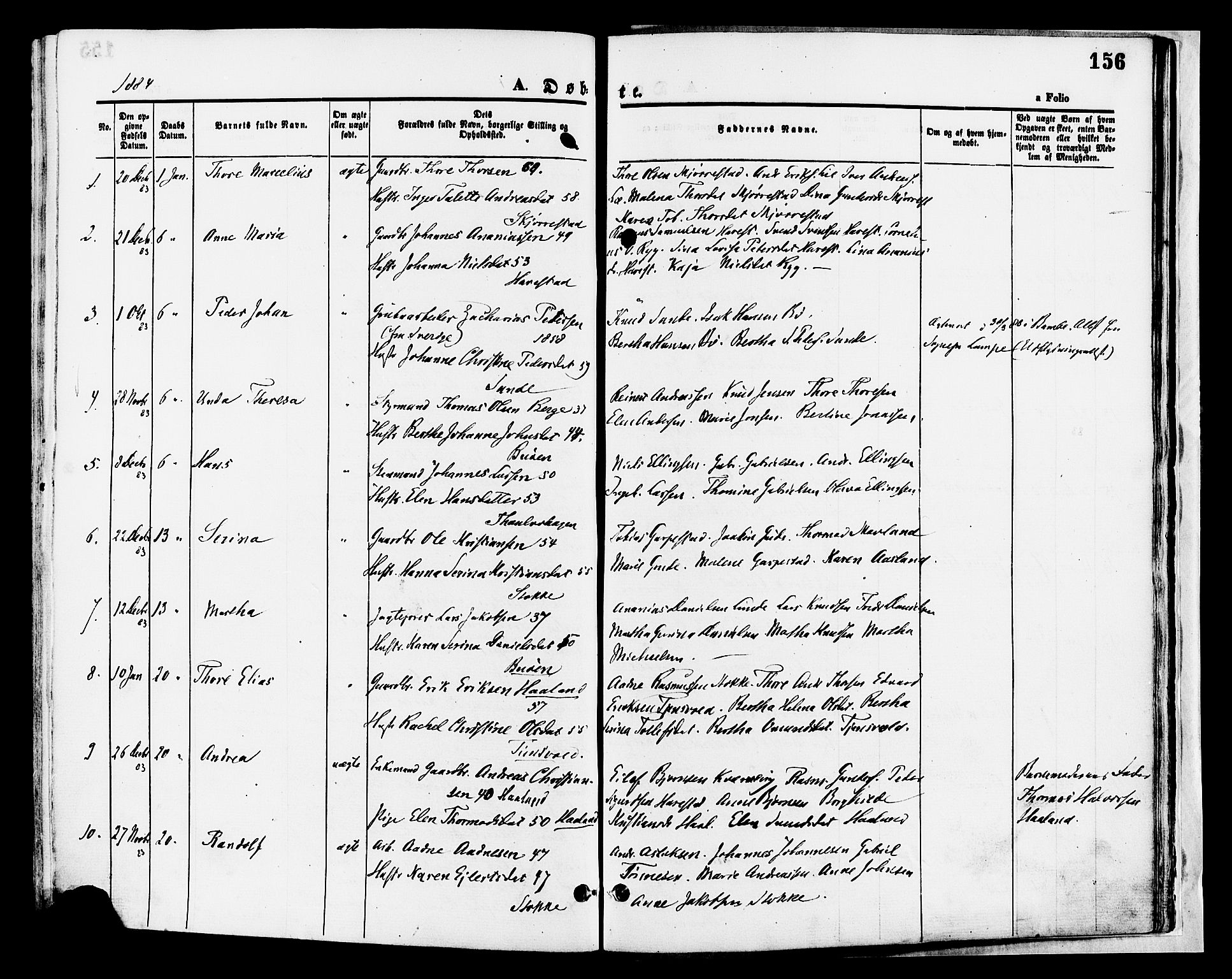 Hetland sokneprestkontor, SAST/A-101826/30/30BA/L0008: Parish register (official) no. A 8, 1877-1884, p. 156