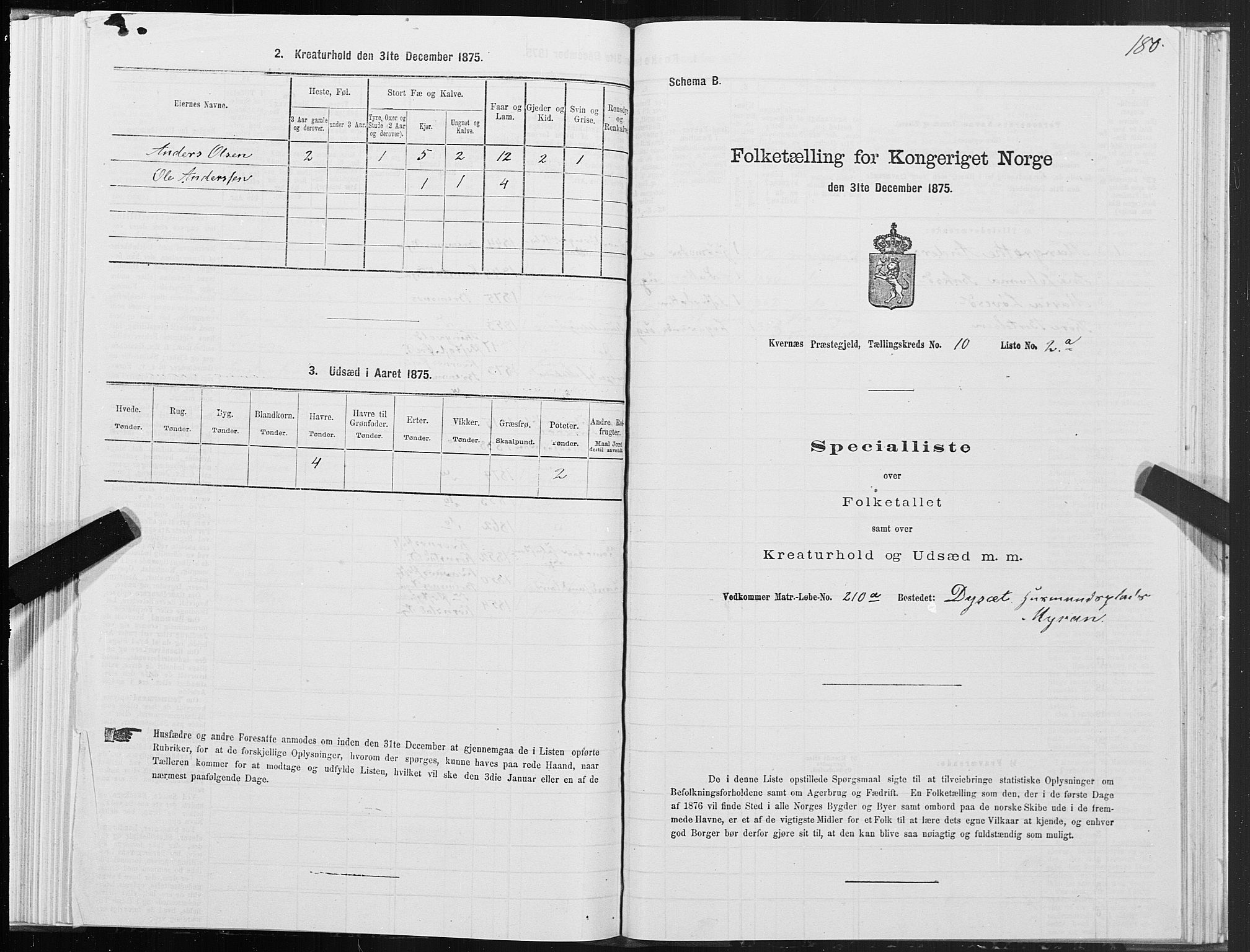 SAT, 1875 census for 1553P Kvernes, 1875, p. 5180