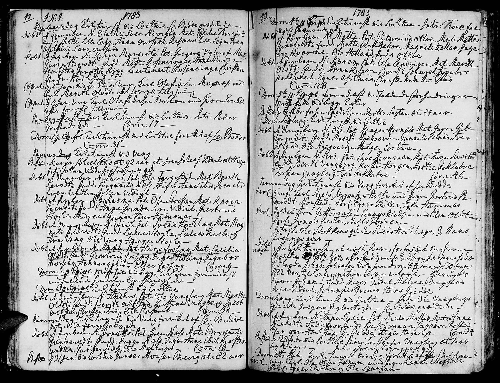Ministerialprotokoller, klokkerbøker og fødselsregistre - Nord-Trøndelag, SAT/A-1458/713/L0110: Parish register (official) no. 713A02, 1778-1811, p. 42-43