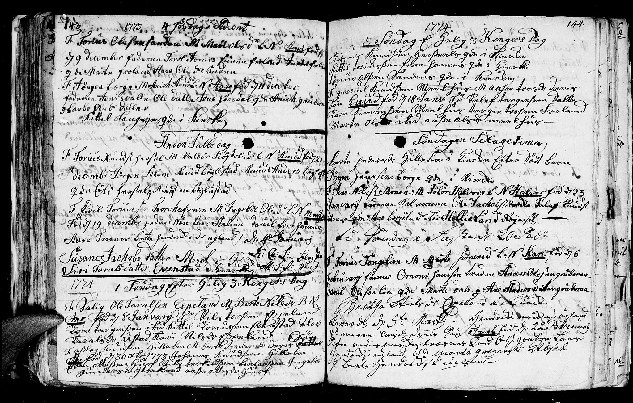 Froland sokneprestkontor, AV/SAK-1111-0013/F/Fb/L0003: Parish register (copy) no. B 3, 1759-1776, p. 143-144