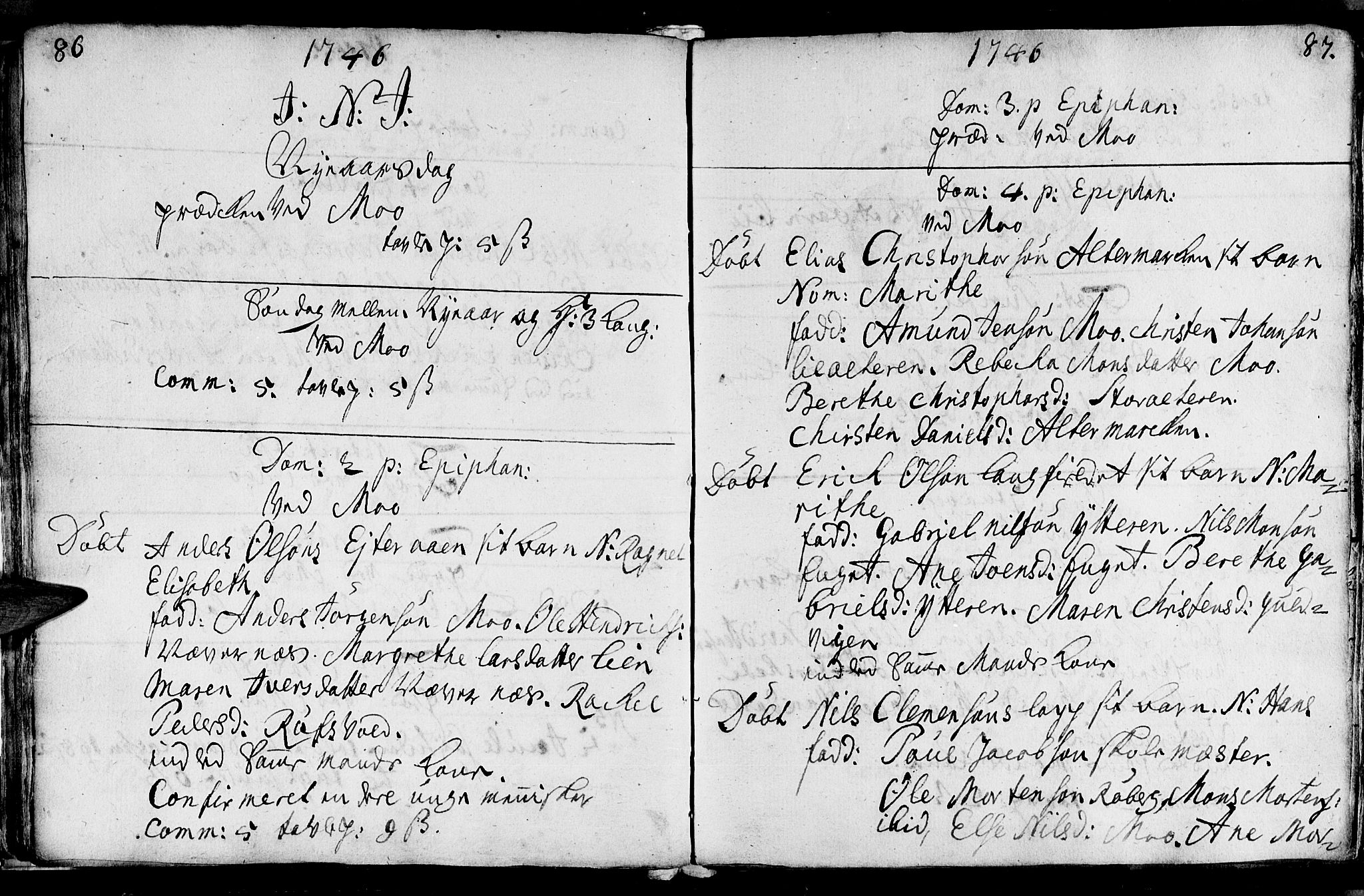 Ministerialprotokoller, klokkerbøker og fødselsregistre - Nordland, SAT/A-1459/827/L0389: Parish register (official) no. 827A01, 1740-1751, p. 86-87