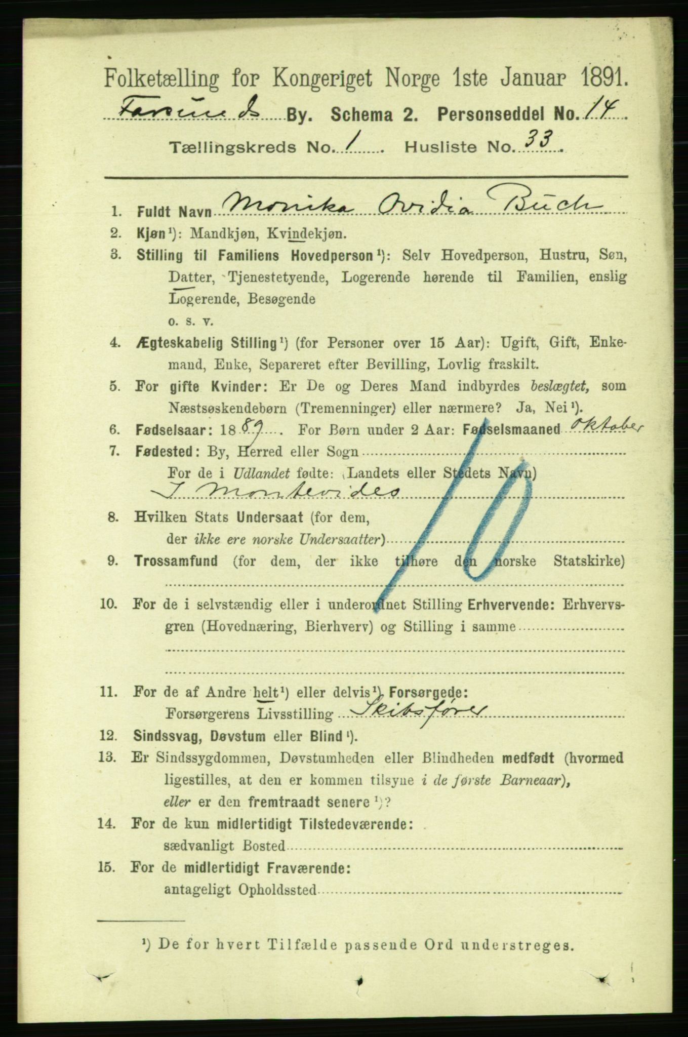 RA, 1891 census for 1003 Farsund, 1891, p. 778