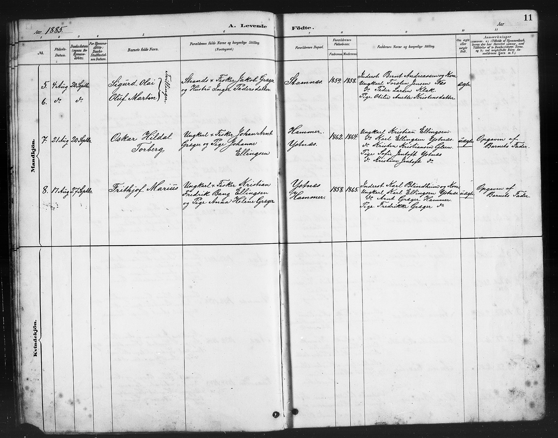 Ministerialprotokoller, klokkerbøker og fødselsregistre - Nordland, AV/SAT-A-1459/808/L0131: Parish register (copy) no. 808C02, 1879-1919, p. 11