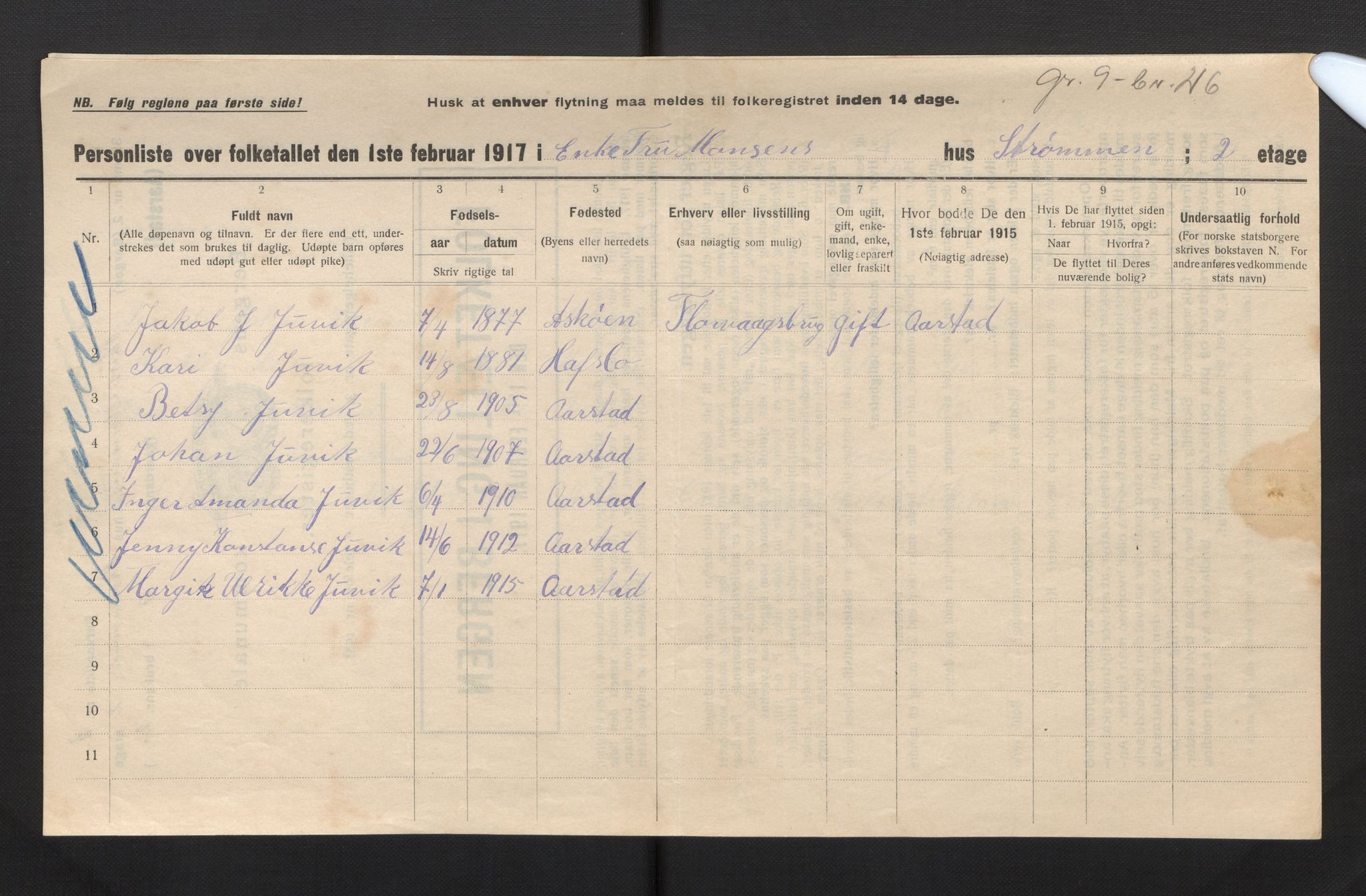 SAB, Municipal Census 1917 for Bergen, 1917, p. 50388