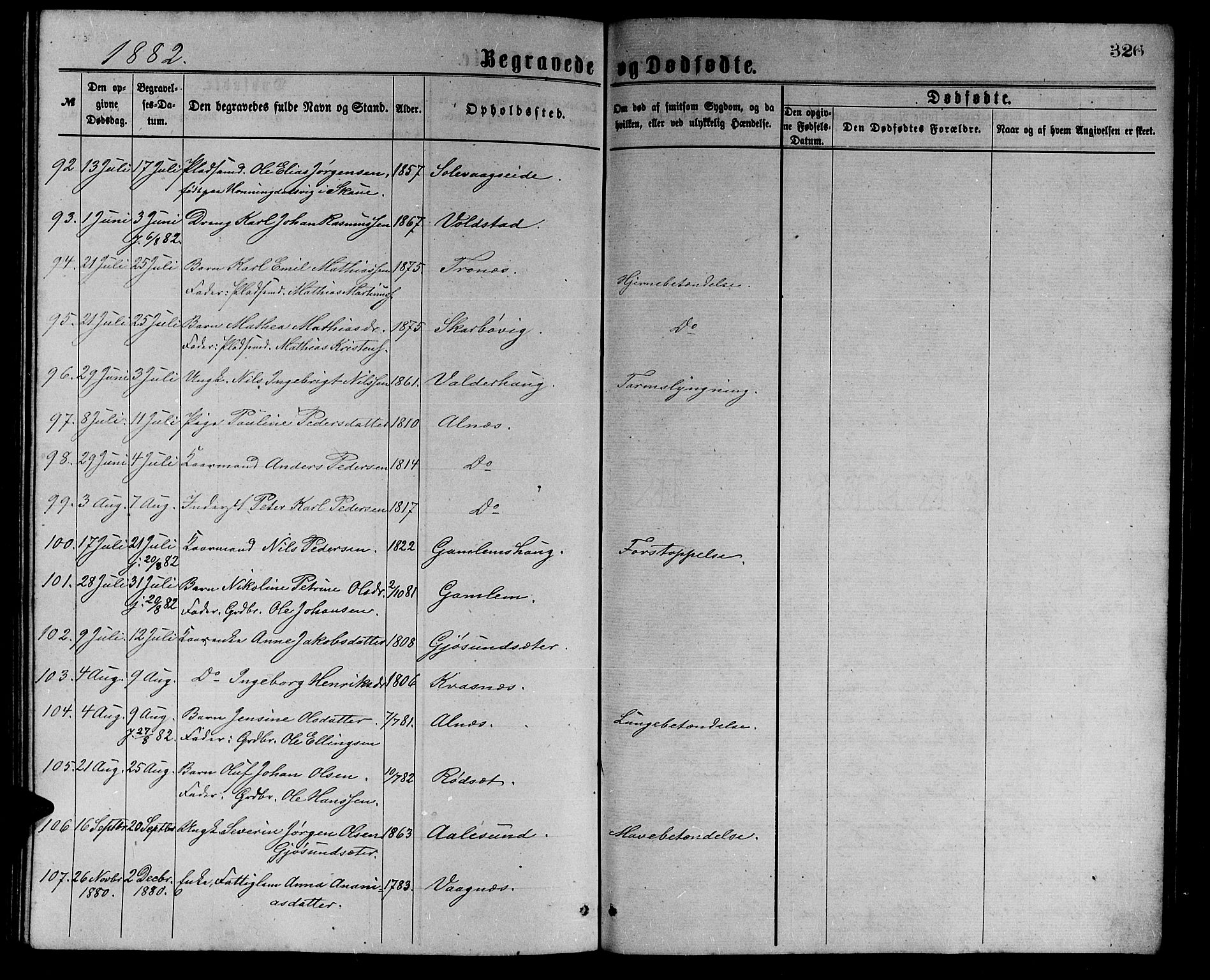 Ministerialprotokoller, klokkerbøker og fødselsregistre - Møre og Romsdal, AV/SAT-A-1454/528/L0429: Parish register (copy) no. 528C10, 1872-1886, p. 326