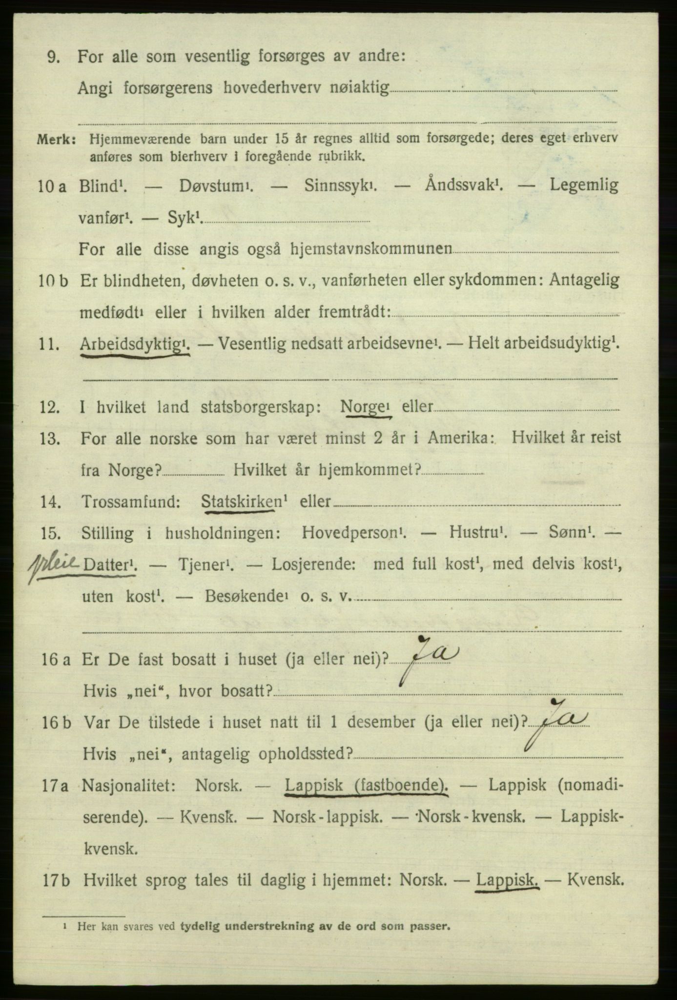 SATØ, 1920 census for Loppa, 1920, p. 3691