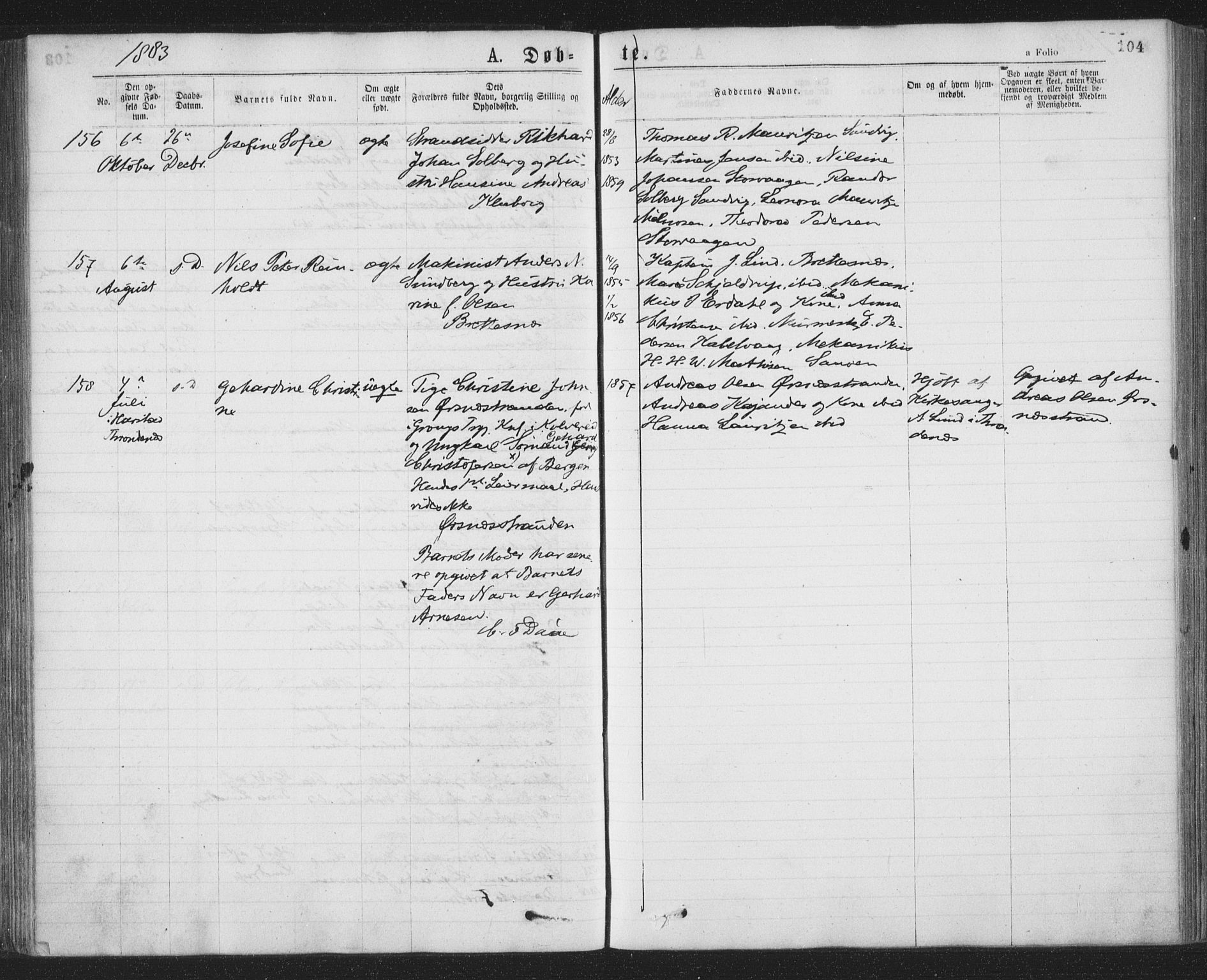 Ministerialprotokoller, klokkerbøker og fødselsregistre - Nordland, AV/SAT-A-1459/874/L1058: Parish register (official) no. 874A02, 1878-1883, p. 104