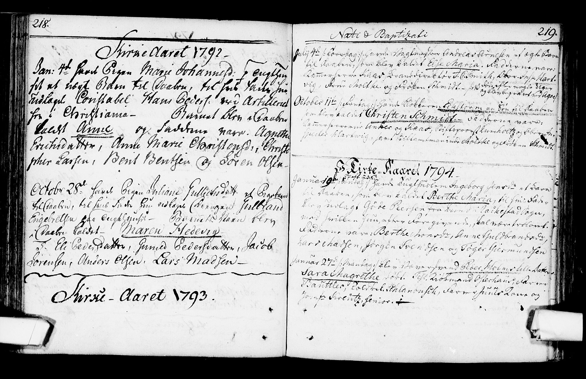 Kristiania tukthusprest Kirkebøker, SAO/A-10881/F/Fa/L0001: Parish register (official) no. 1, 1758-1828, p. 218-219
