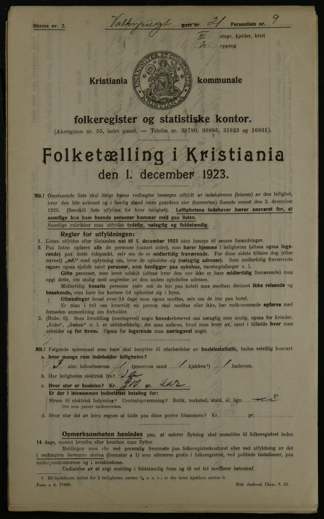 OBA, Municipal Census 1923 for Kristiania, 1923, p. 134639