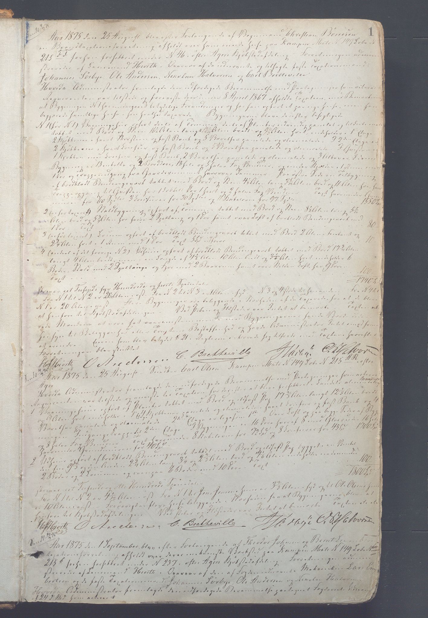 Lensmennene i Aker, OBA/A-10133/F/Fc/L0004: Branntakstprotokoll, 1875-1894, p. 1a