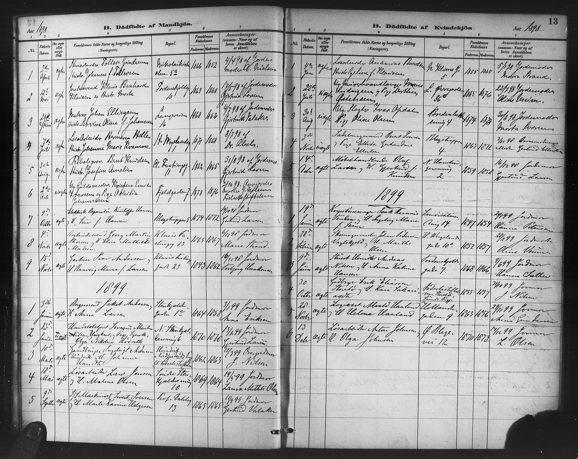 Korskirken sokneprestembete, SAB/A-76101/H/Haa/L0047: Parish register (official) no. E 5, 1884-1910, p. 13