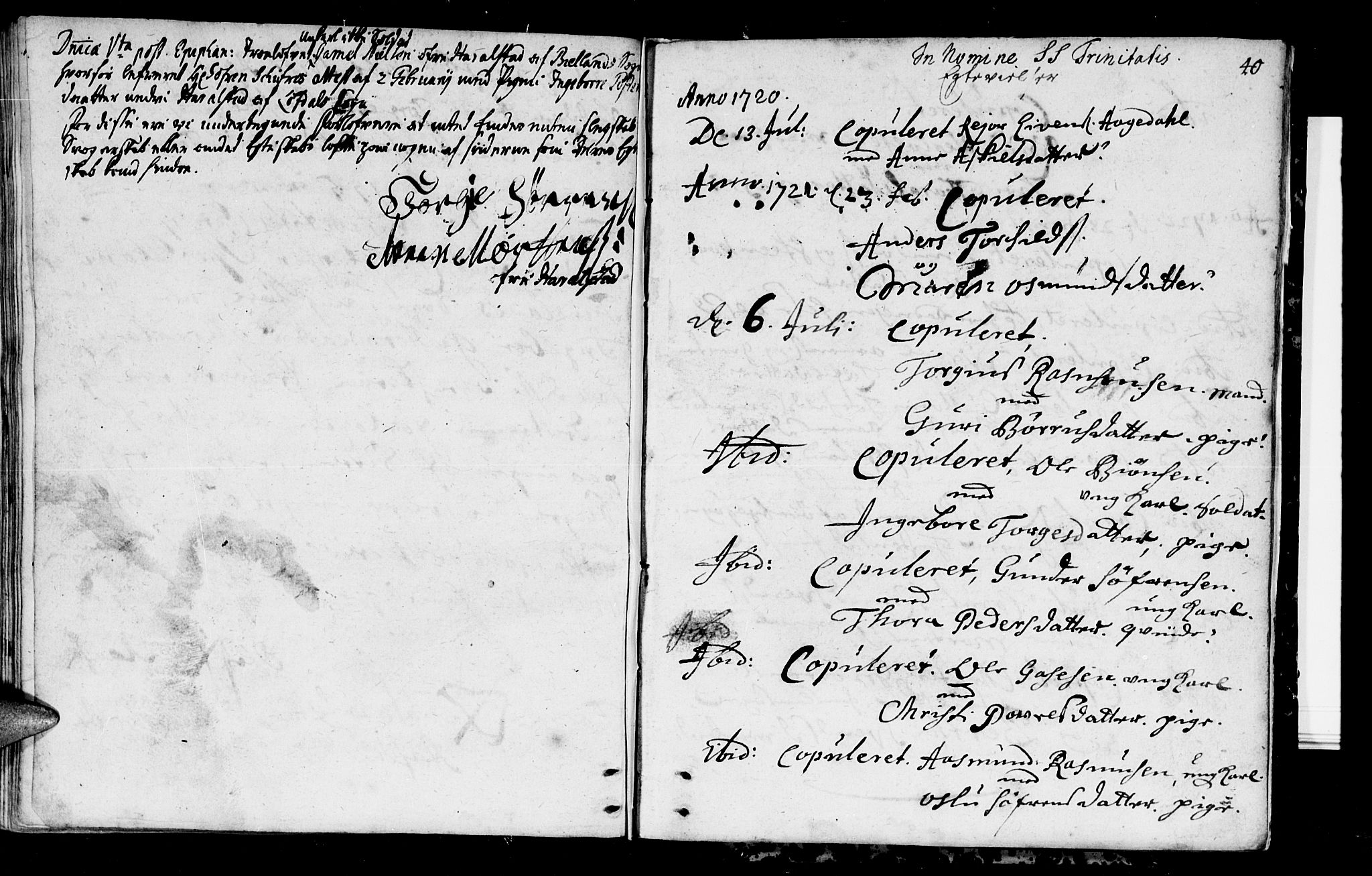 Holum sokneprestkontor, SAK/1111-0022/F/Fa/Fab/L0001: Parish register (official) no. A 1, 1720-1752, p. 40