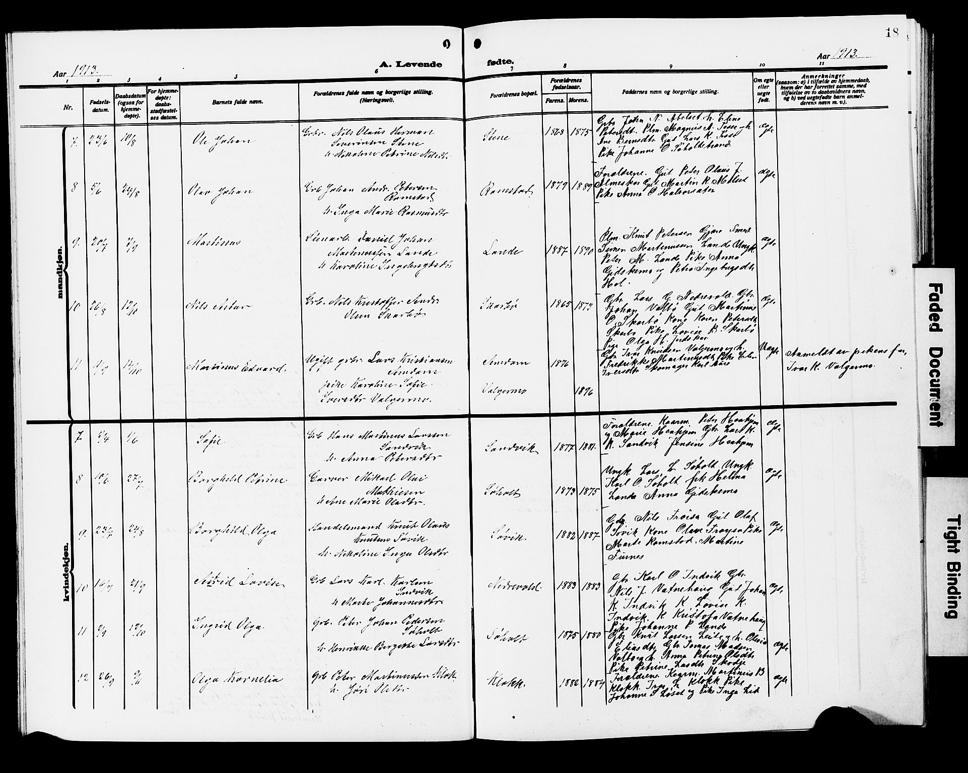 Ministerialprotokoller, klokkerbøker og fødselsregistre - Møre og Romsdal, AV/SAT-A-1454/522/L0328: Parish register (copy) no. 522C07, 1909-1925, p. 18