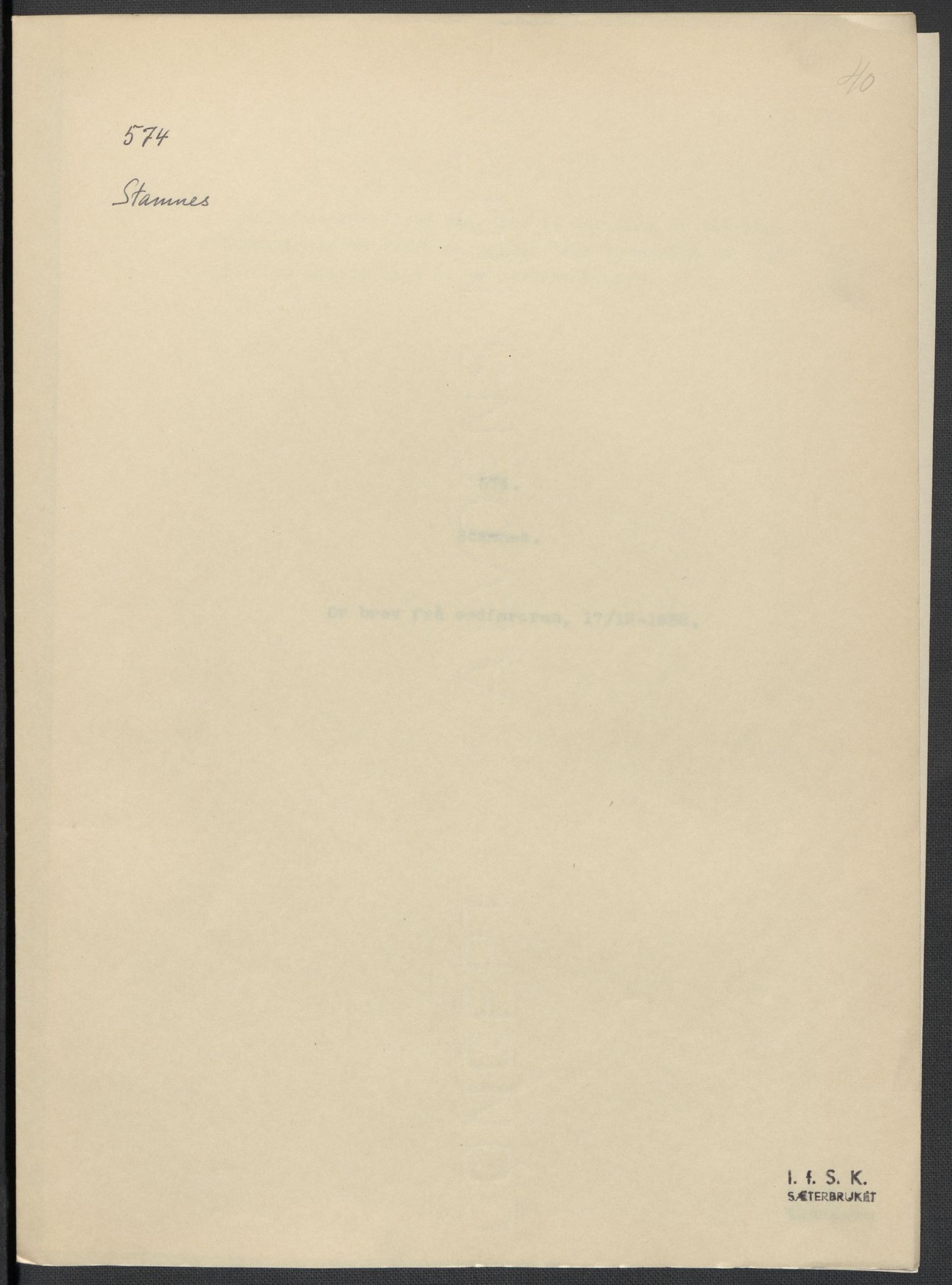 Instituttet for sammenlignende kulturforskning, RA/PA-0424/F/Fc/L0016/0001: Eske B16: / Nordland (perm XLVI), 1932-1938, p. 40