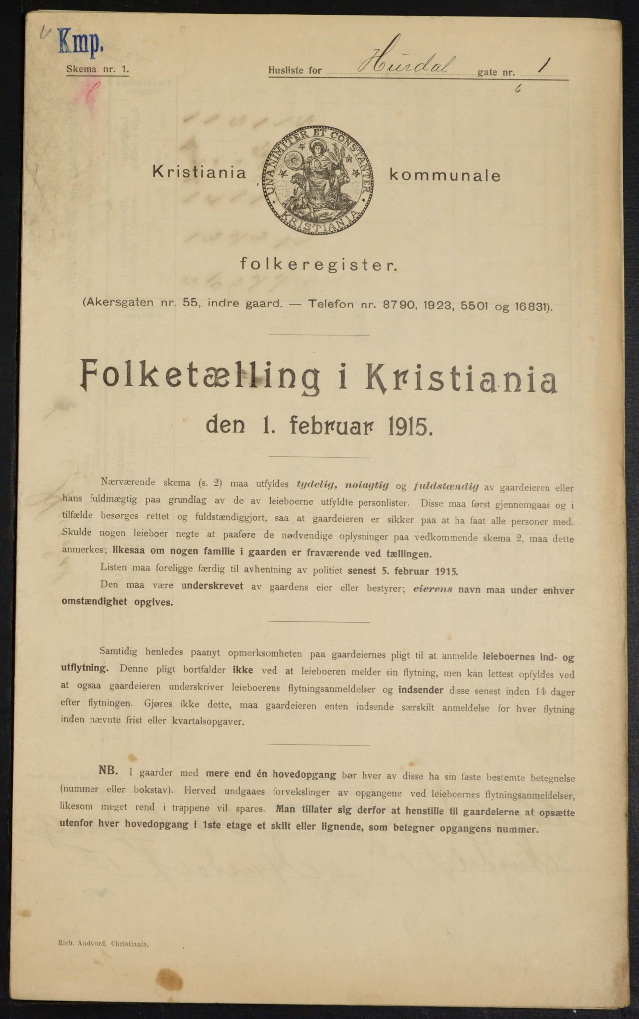 OBA, Municipal Census 1915 for Kristiania, 1915, p. 41736