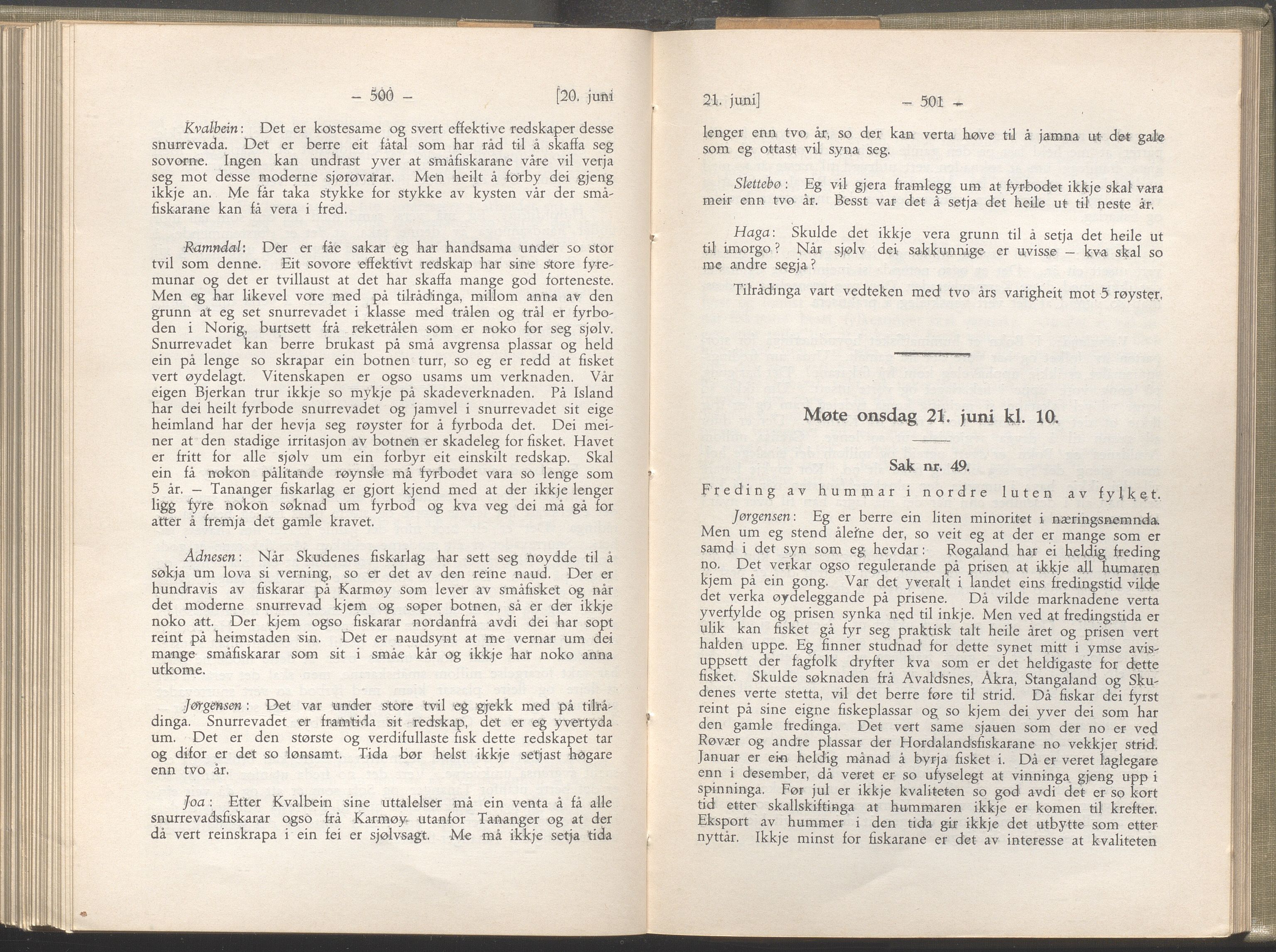 Rogaland fylkeskommune - Fylkesrådmannen , IKAR/A-900/A/Aa/Aaa/L0052: Møtebok , 1933, p. 500-501