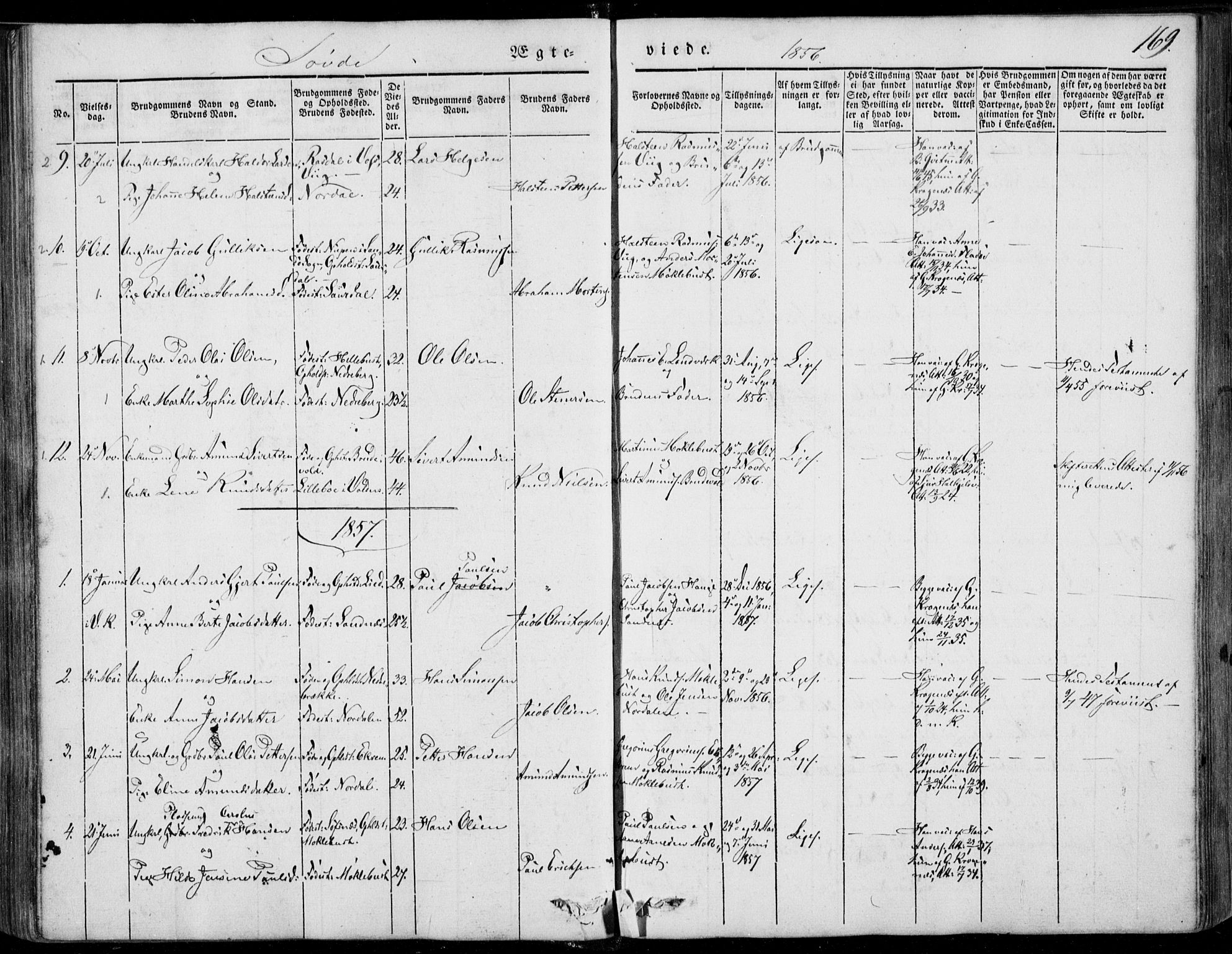 Ministerialprotokoller, klokkerbøker og fødselsregistre - Møre og Romsdal, SAT/A-1454/502/L0023: Parish register (official) no. 502A01, 1844-1873, p. 169