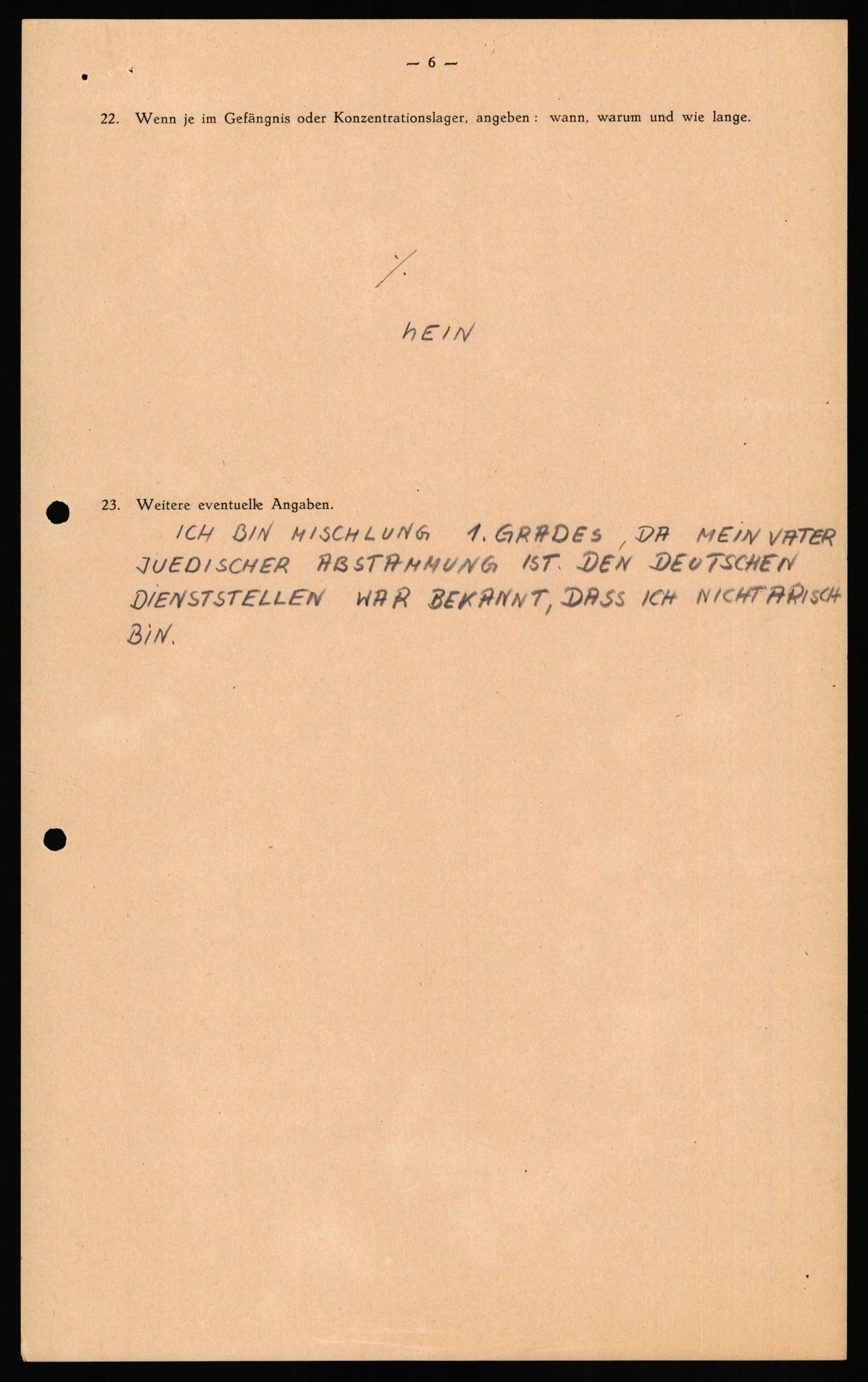 Forsvaret, Forsvarets overkommando II, RA/RAFA-3915/D/Db/L0032: CI Questionaires. Tyske okkupasjonsstyrker i Norge. Tyskere., 1945-1946, p. 63