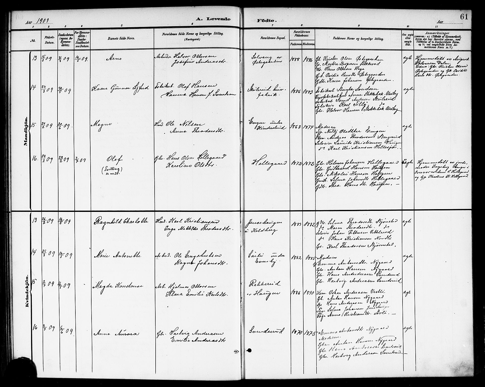 Høland prestekontor Kirkebøker, AV/SAO-A-10346a/G/Gb/L0001: Parish register (copy) no. II 1, 1902-1919, p. 61