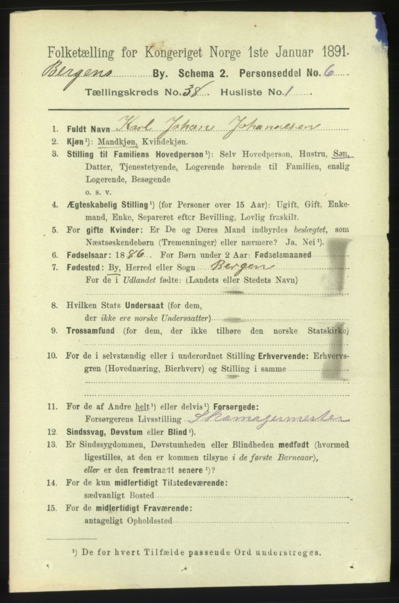 RA, 1891 Census for 1301 Bergen, 1891, p. 45565