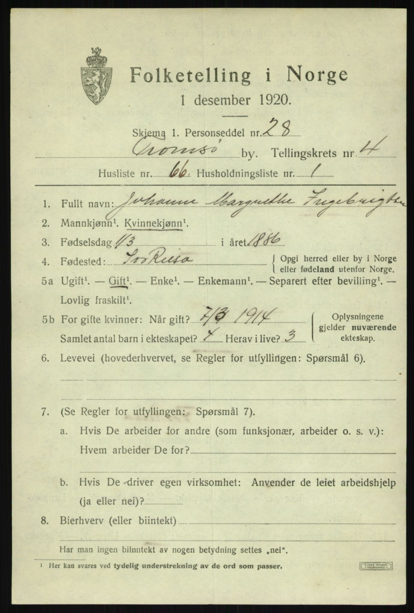 SATØ, 1920 census for Tromsø, 1920, p. 13178