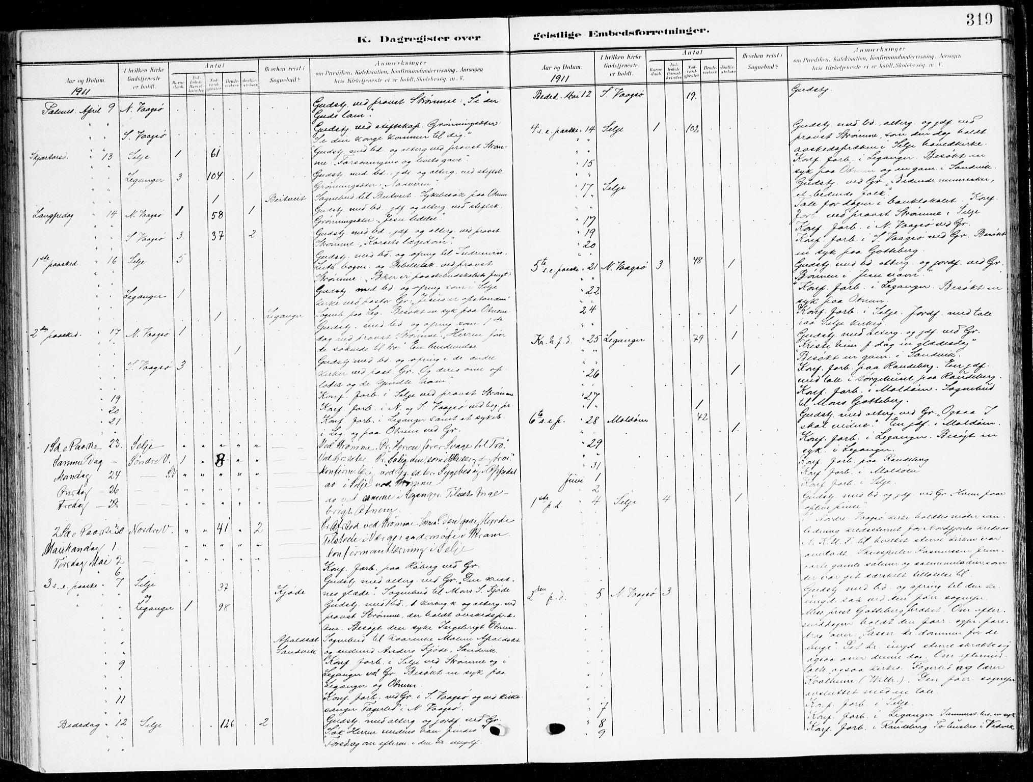 Selje sokneprestembete, AV/SAB-A-99938/H/Ha/Haa/Haab: Parish register (official) no. B 3, 1908-1923, p. 319