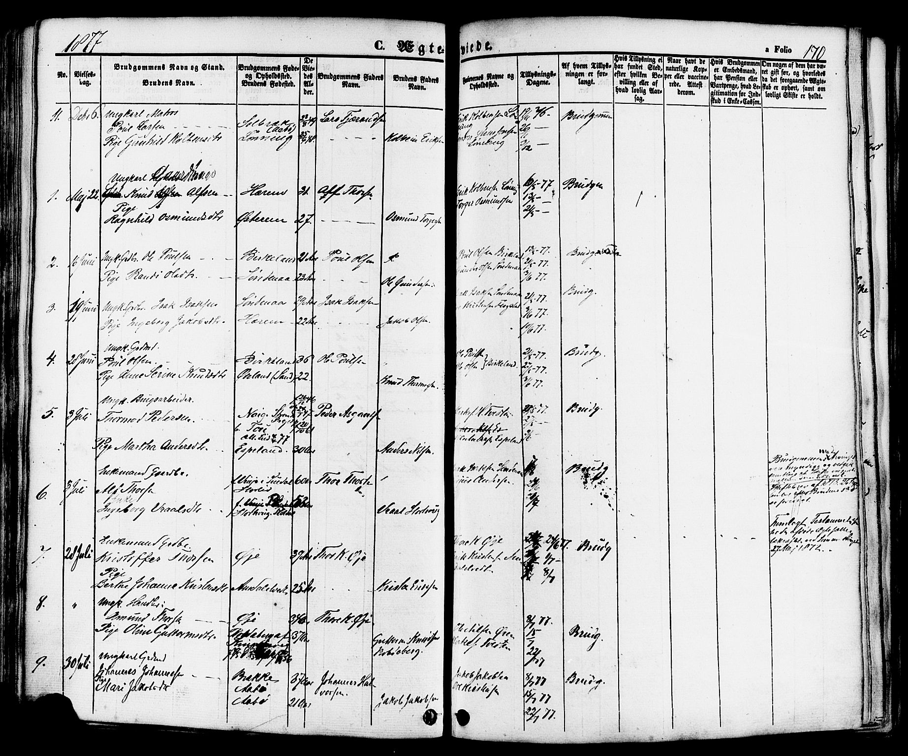 Sand sokneprestkontor, AV/SAST-A-101848/01/III/L0004: Parish register (official) no. A 4, 1859-1880, p. 170