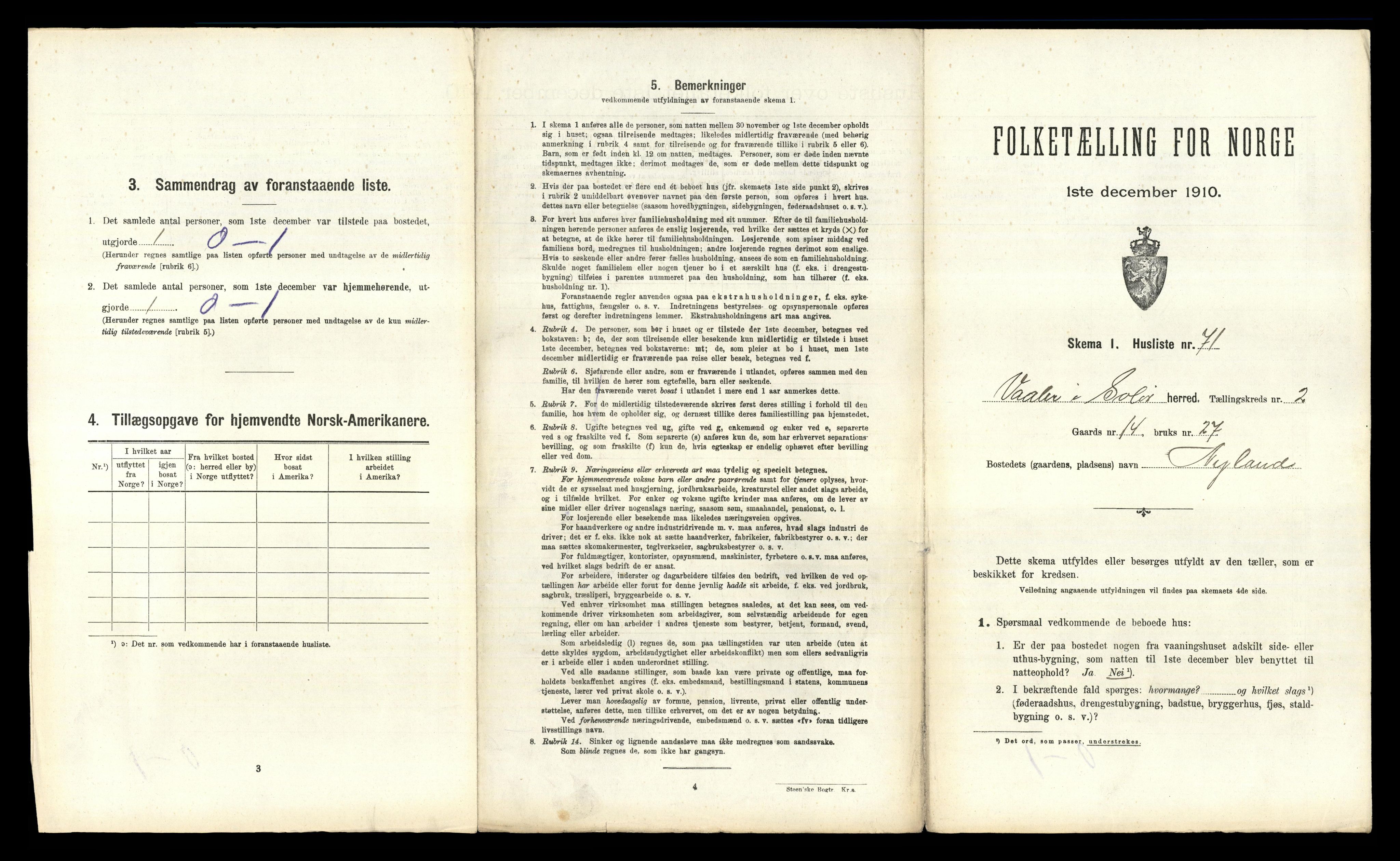 RA, 1910 census for Våler, 1910, p. 311