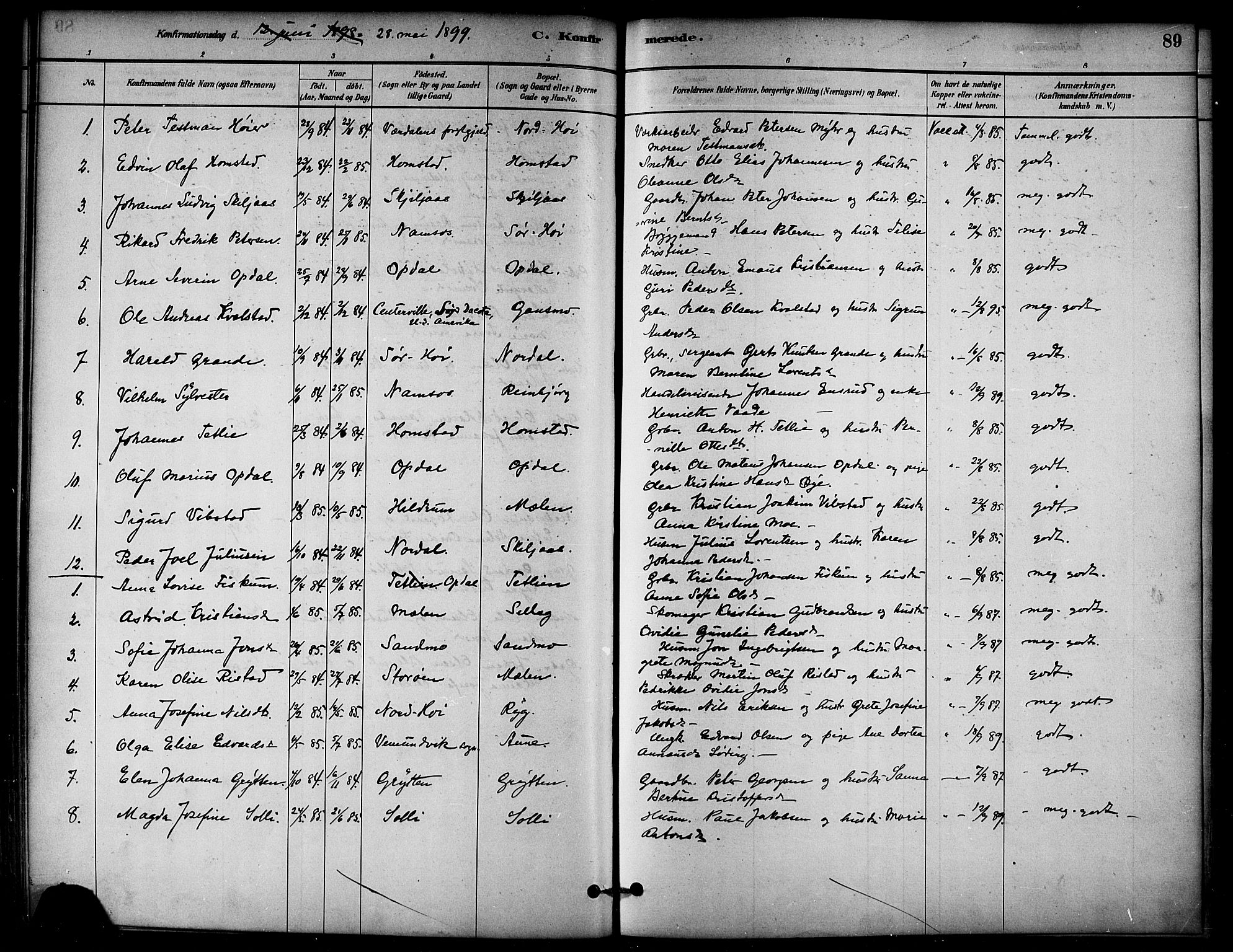 Ministerialprotokoller, klokkerbøker og fødselsregistre - Nord-Trøndelag, SAT/A-1458/766/L0563: Parish register (official) no. 767A01, 1881-1899, p. 89