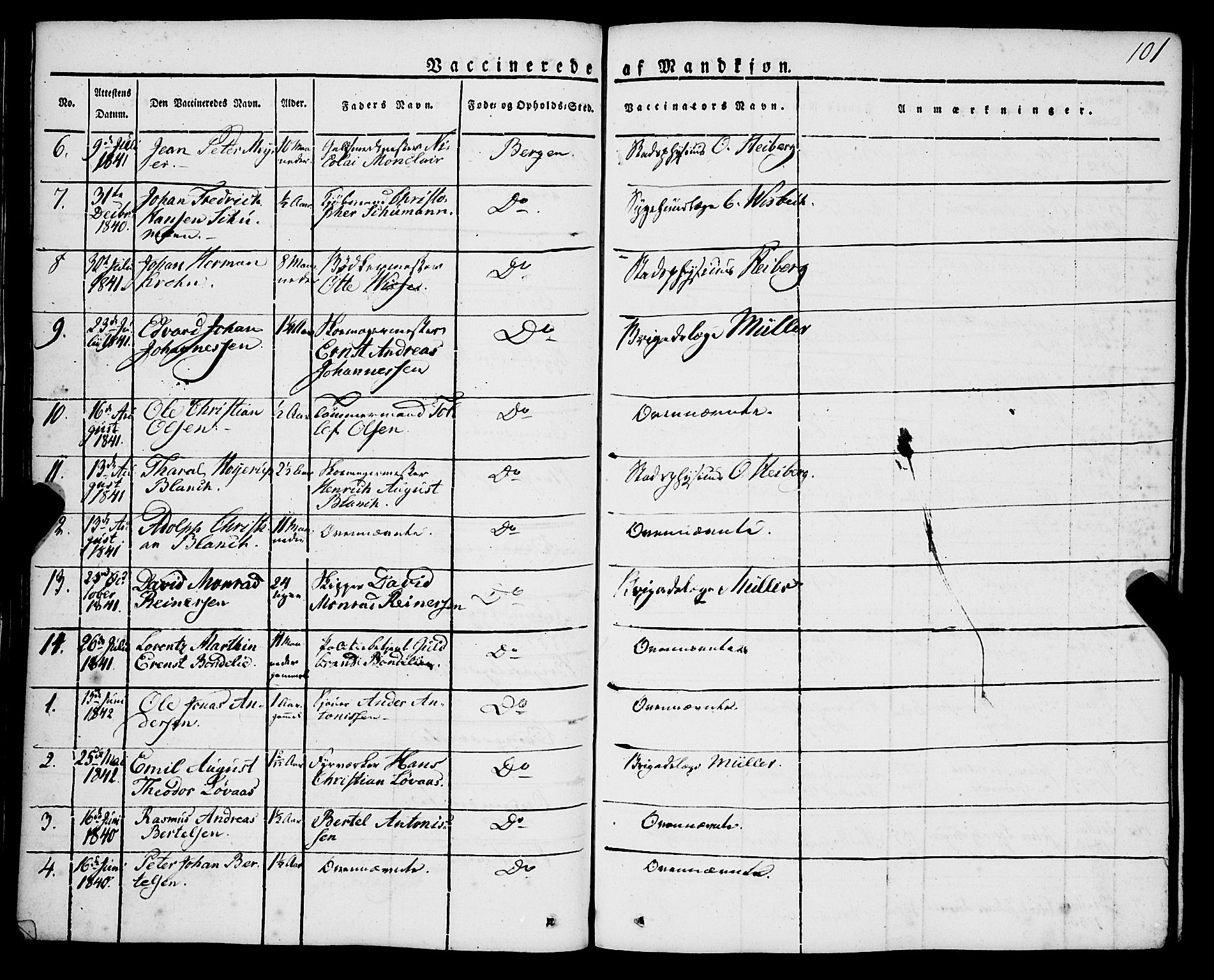Korskirken sokneprestembete, SAB/A-76101/H/Haa/L0050: Parish register (official) no. F 1, 1821-1869, p. 101