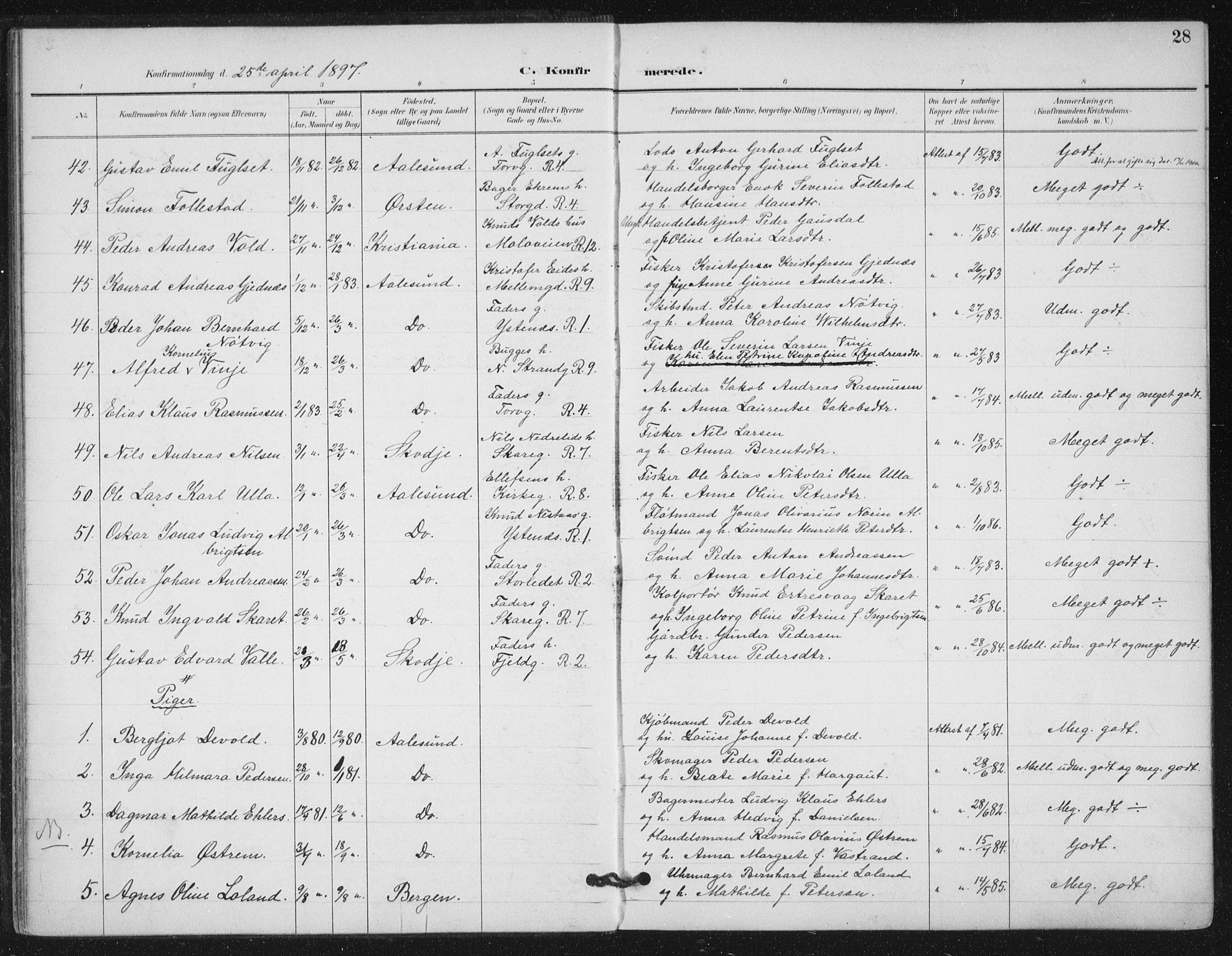 Ministerialprotokoller, klokkerbøker og fødselsregistre - Møre og Romsdal, AV/SAT-A-1454/529/L0457: Parish register (official) no. 529A07, 1894-1903, p. 28