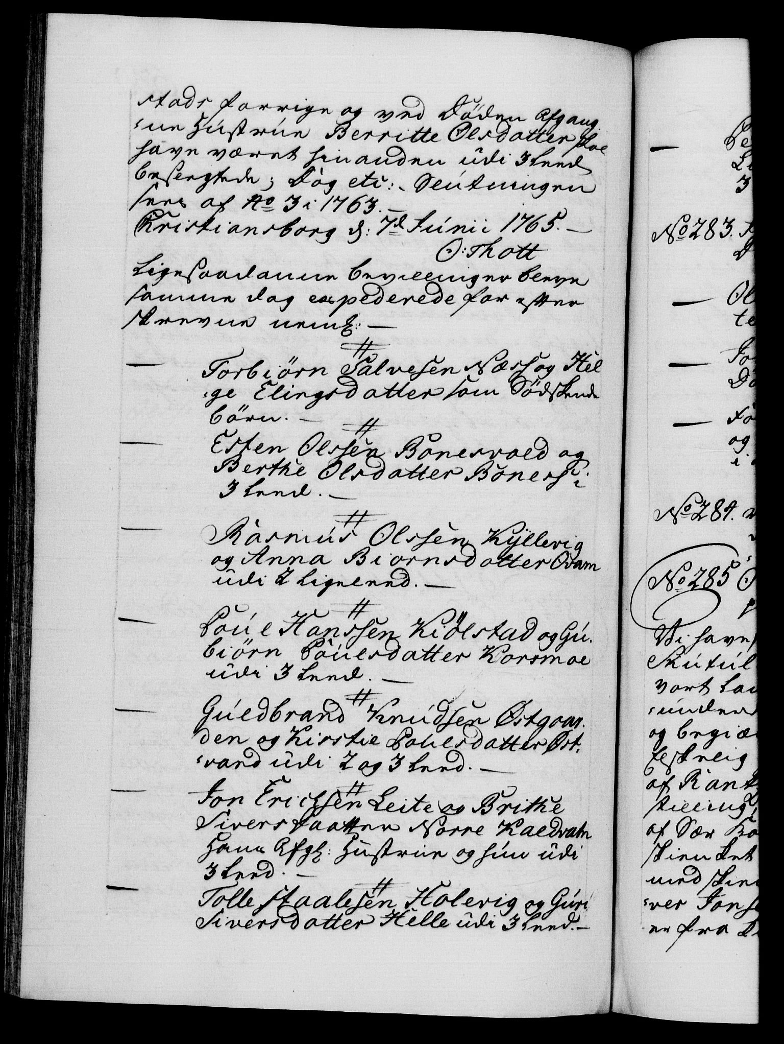 Danske Kanselli 1572-1799, RA/EA-3023/F/Fc/Fca/Fcaa/L0042: Norske registre, 1763-1766, p. 630b