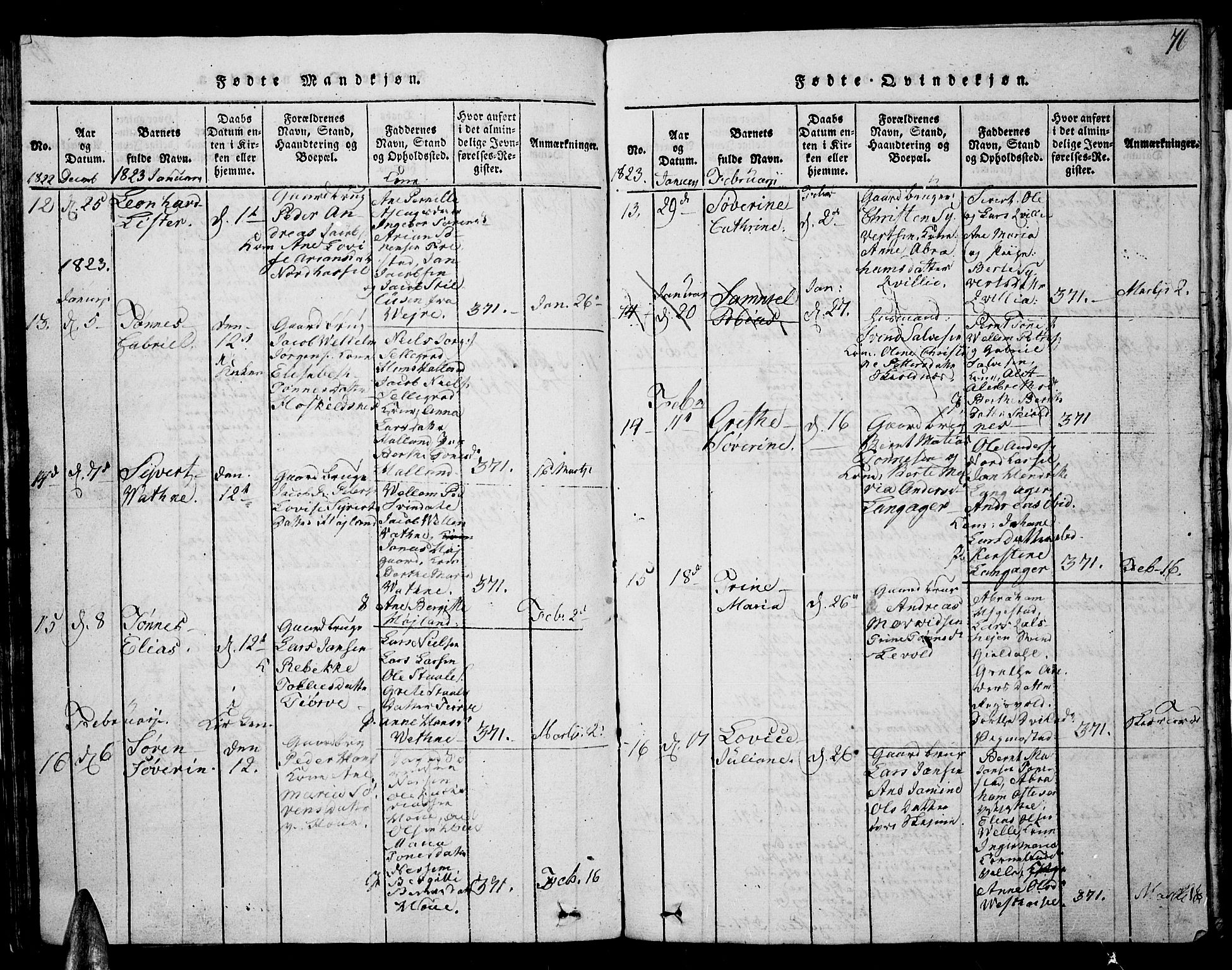 Lista sokneprestkontor, AV/SAK-1111-0027/F/Fb/L0001: Parish register (copy) no. B 1, 1816-1832, p. 76