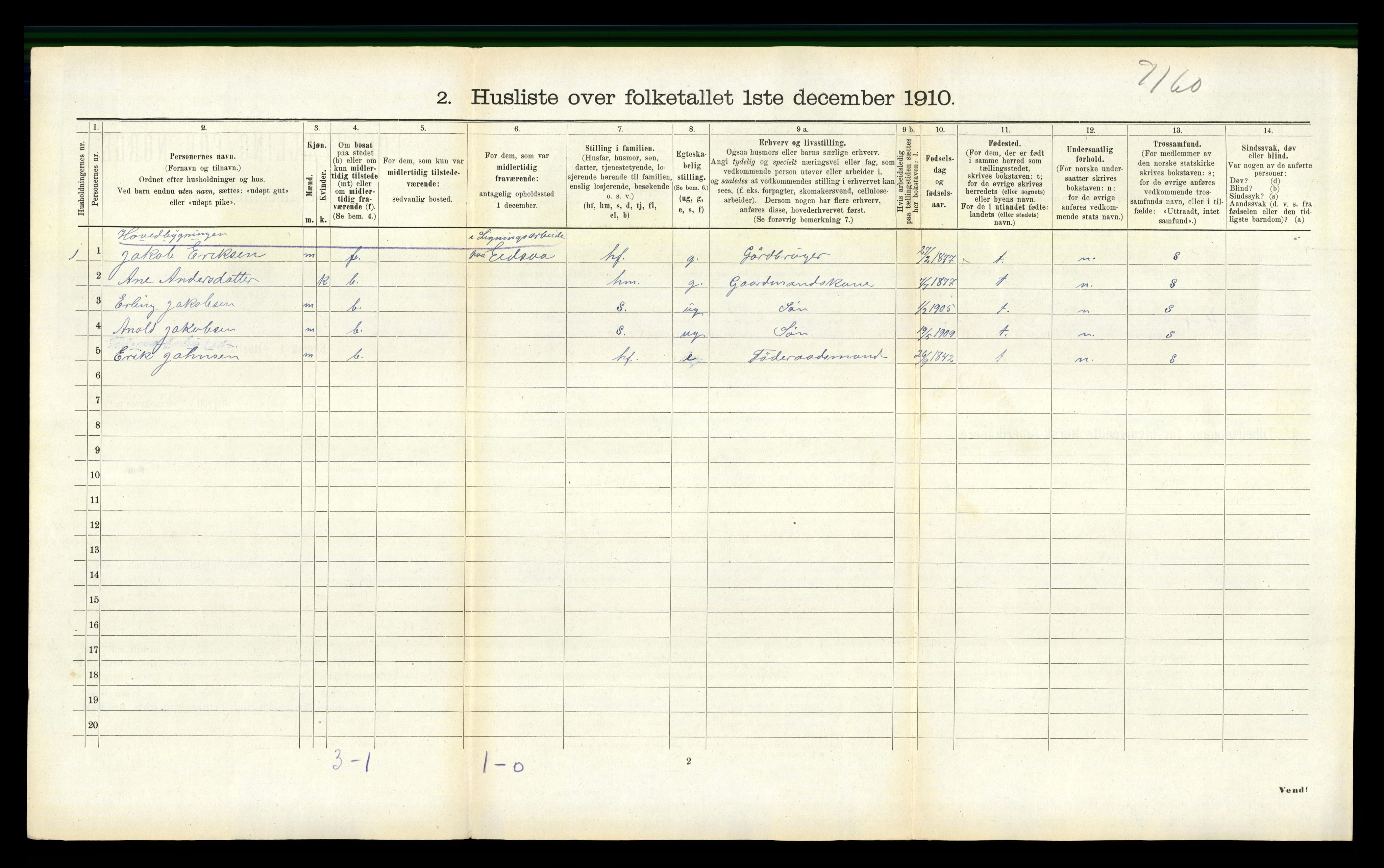 RA, 1910 census for Vanylven, 1910, p. 866