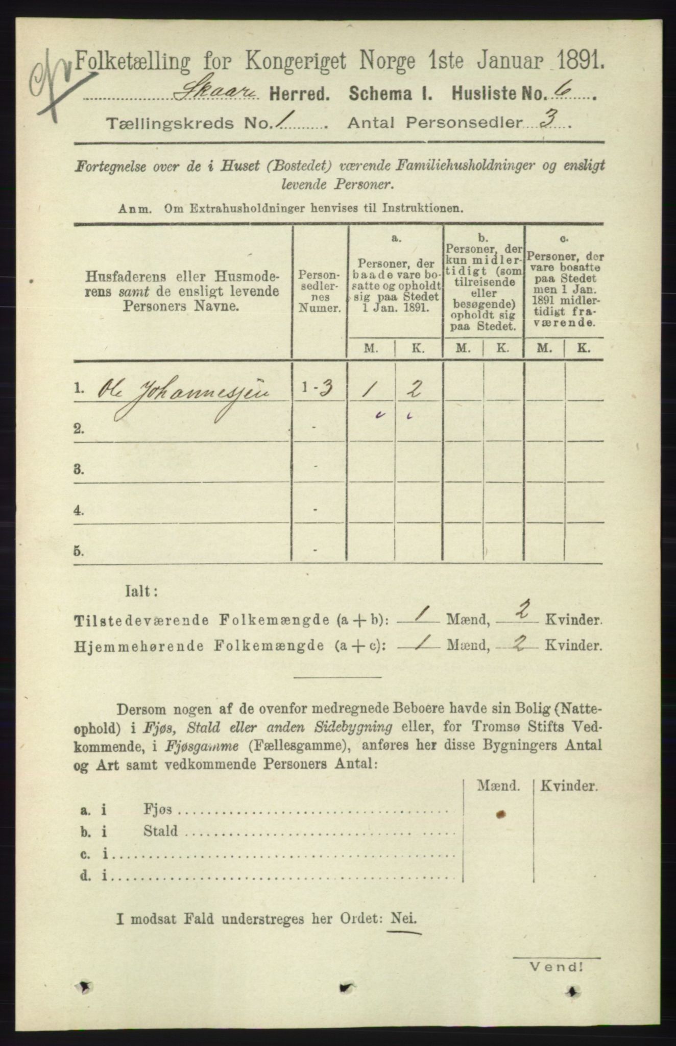 RA, 1891 census for 1153 Skåre, 1891, p. 23