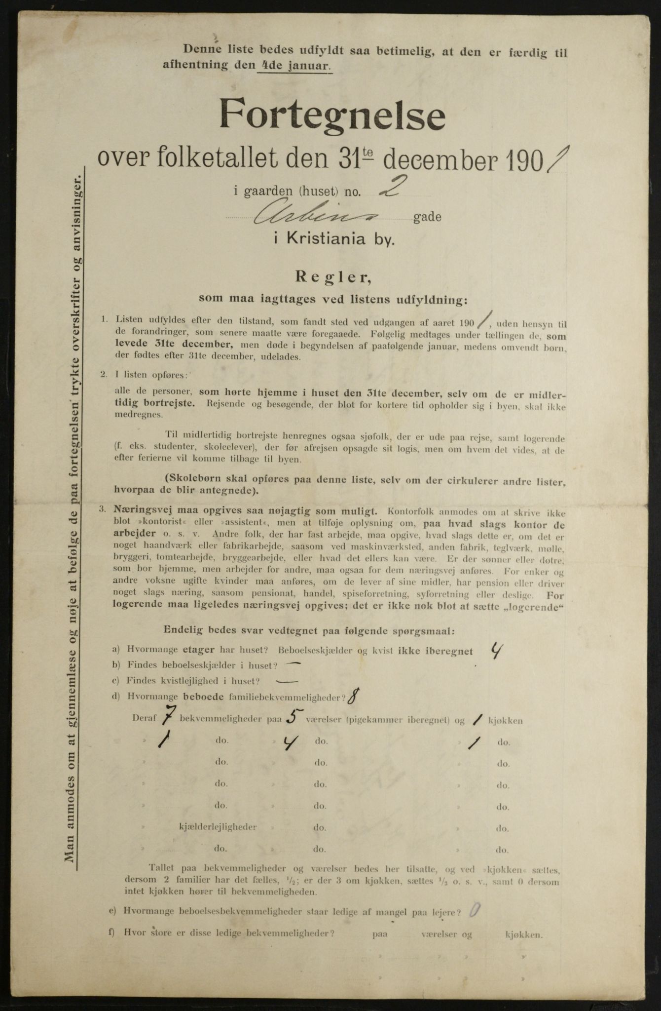 OBA, Municipal Census 1901 for Kristiania, 1901, p. 345