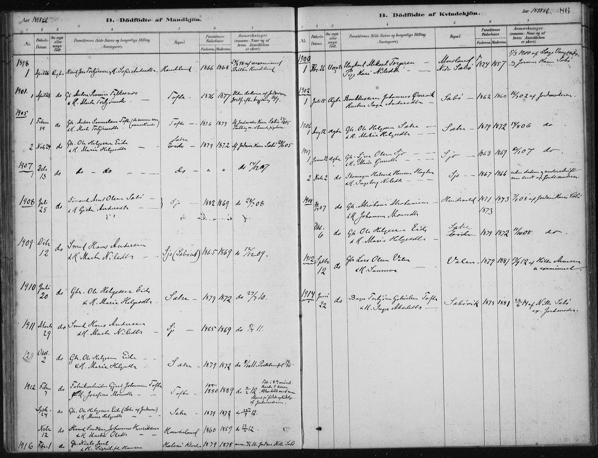 Fjelberg sokneprestembete, SAB/A-75201/H/Haa: Parish register (official) no. C  1, 1879-1918, p. 86