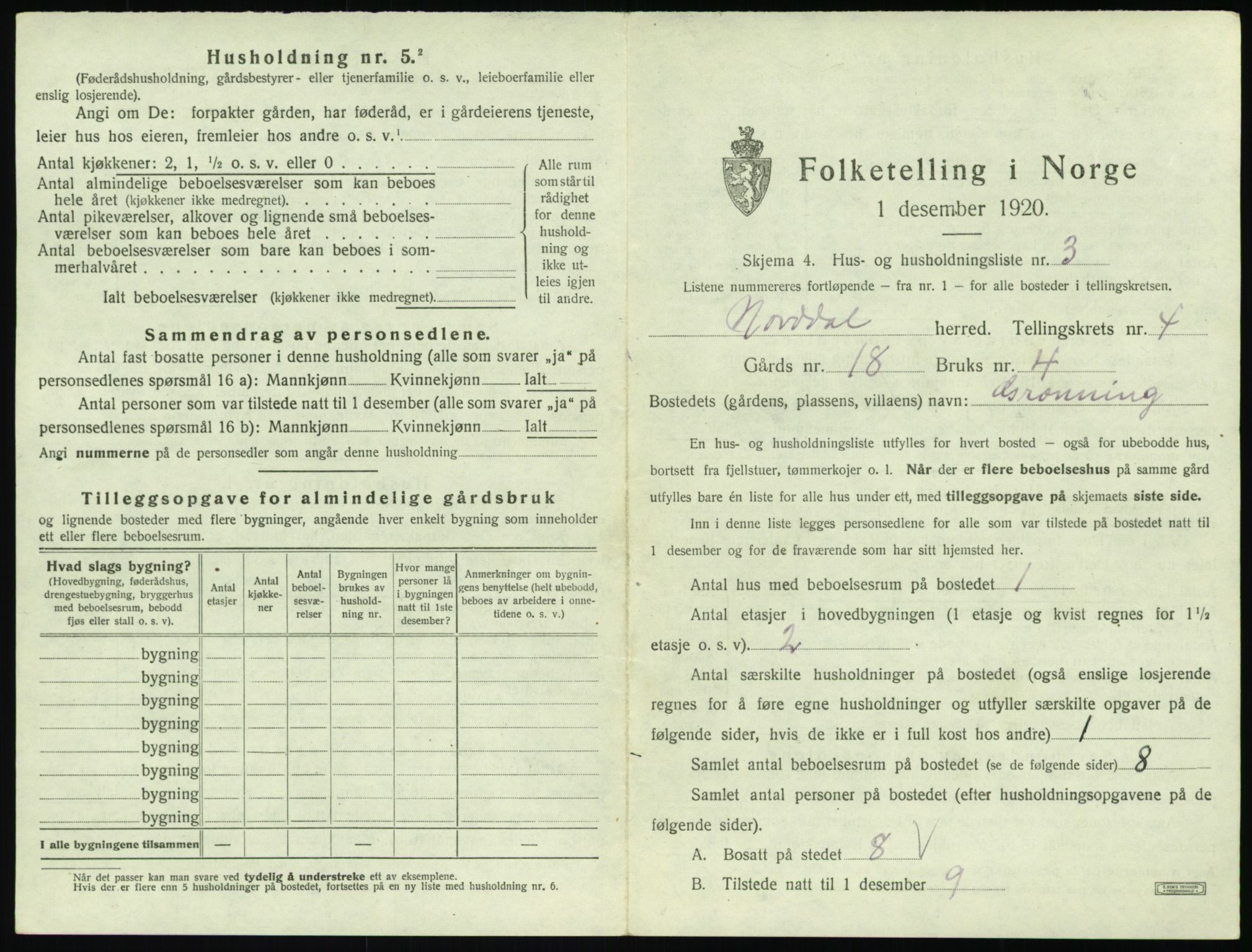 SAT, 1920 census for Norddal, 1920, p. 321