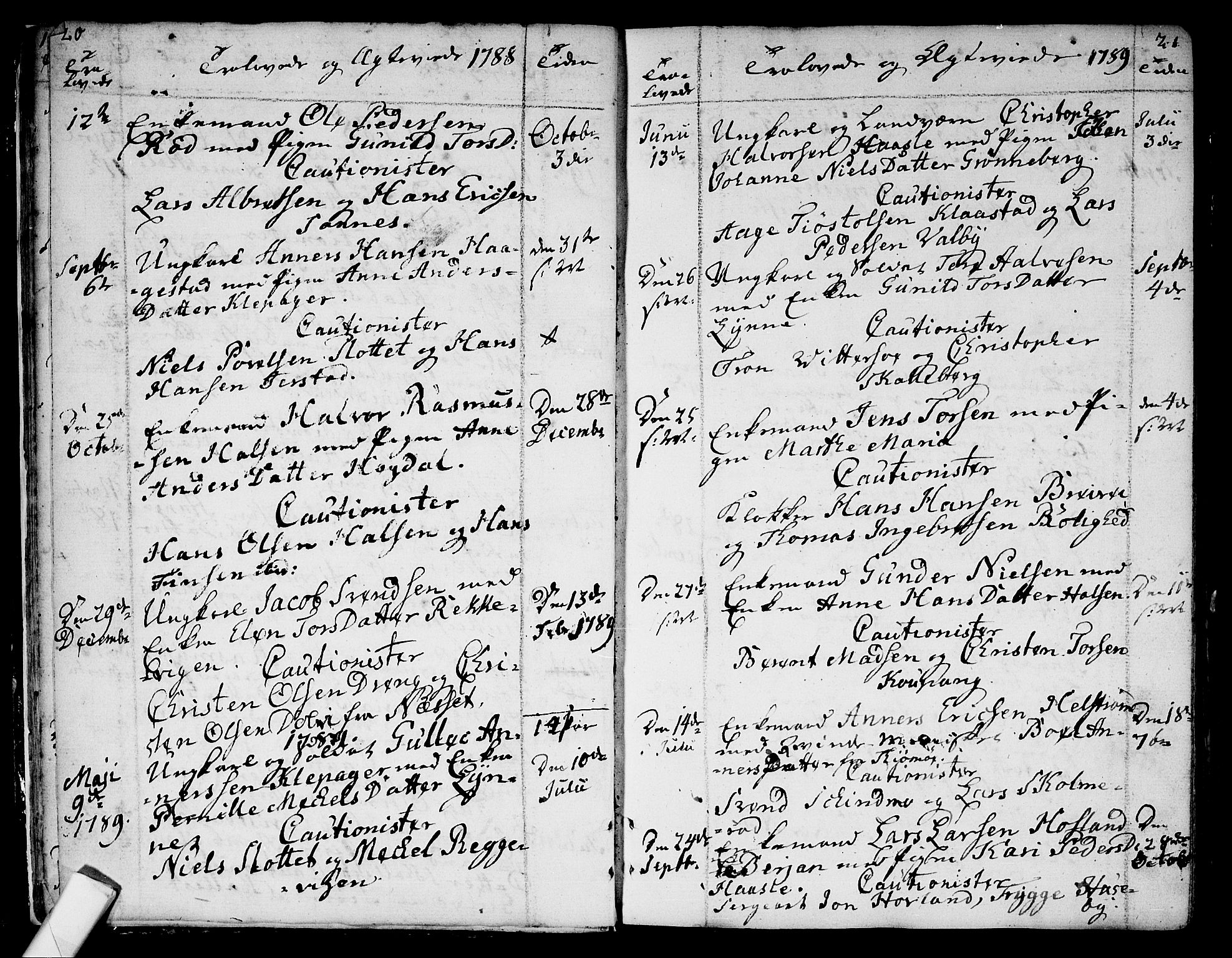 Tjølling kirkebøker, SAKO/A-60/F/Fa/L0004: Parish register (official) no. 4, 1779-1817, p. 20-21