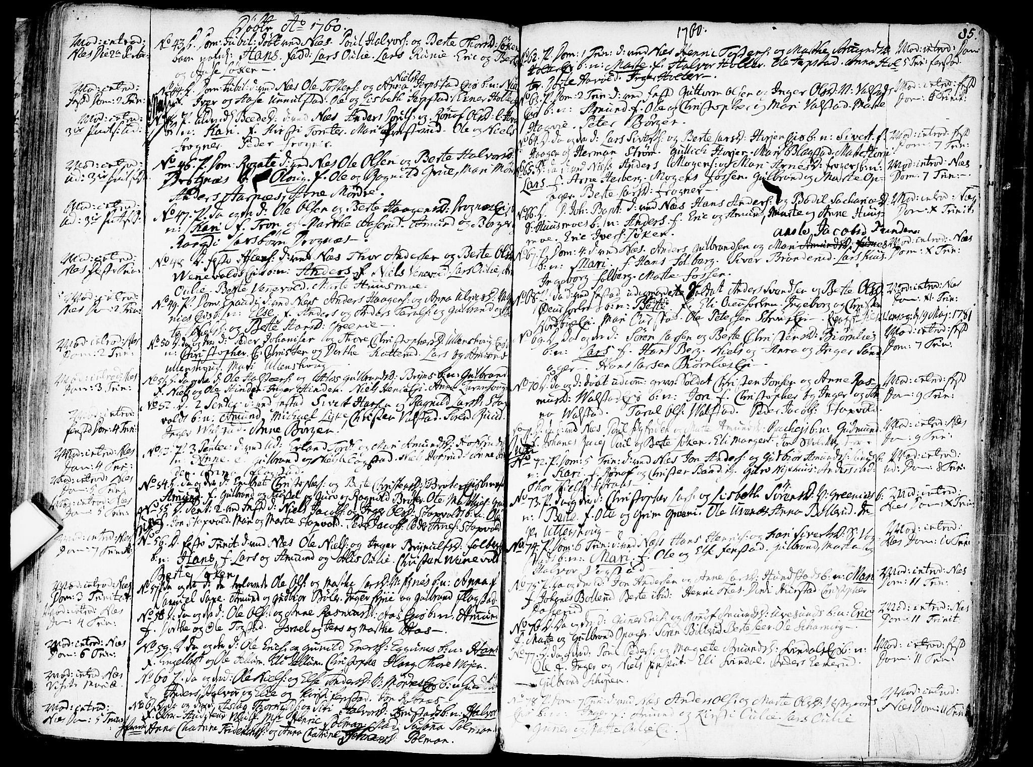 Nes prestekontor Kirkebøker, SAO/A-10410/F/Fa/L0003: Parish register (official) no. I 3, 1734-1781, p. 85